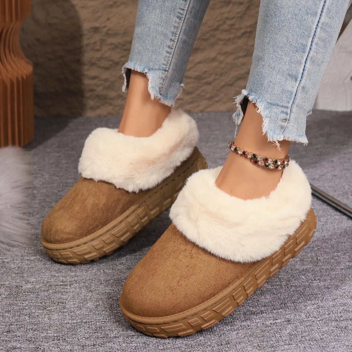 Faux Fur Lined Suede Winter Boots