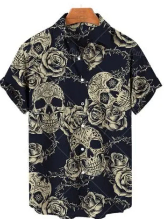 Men's Full Size Printed Button Up Short Sleeve Shirt Plus Size