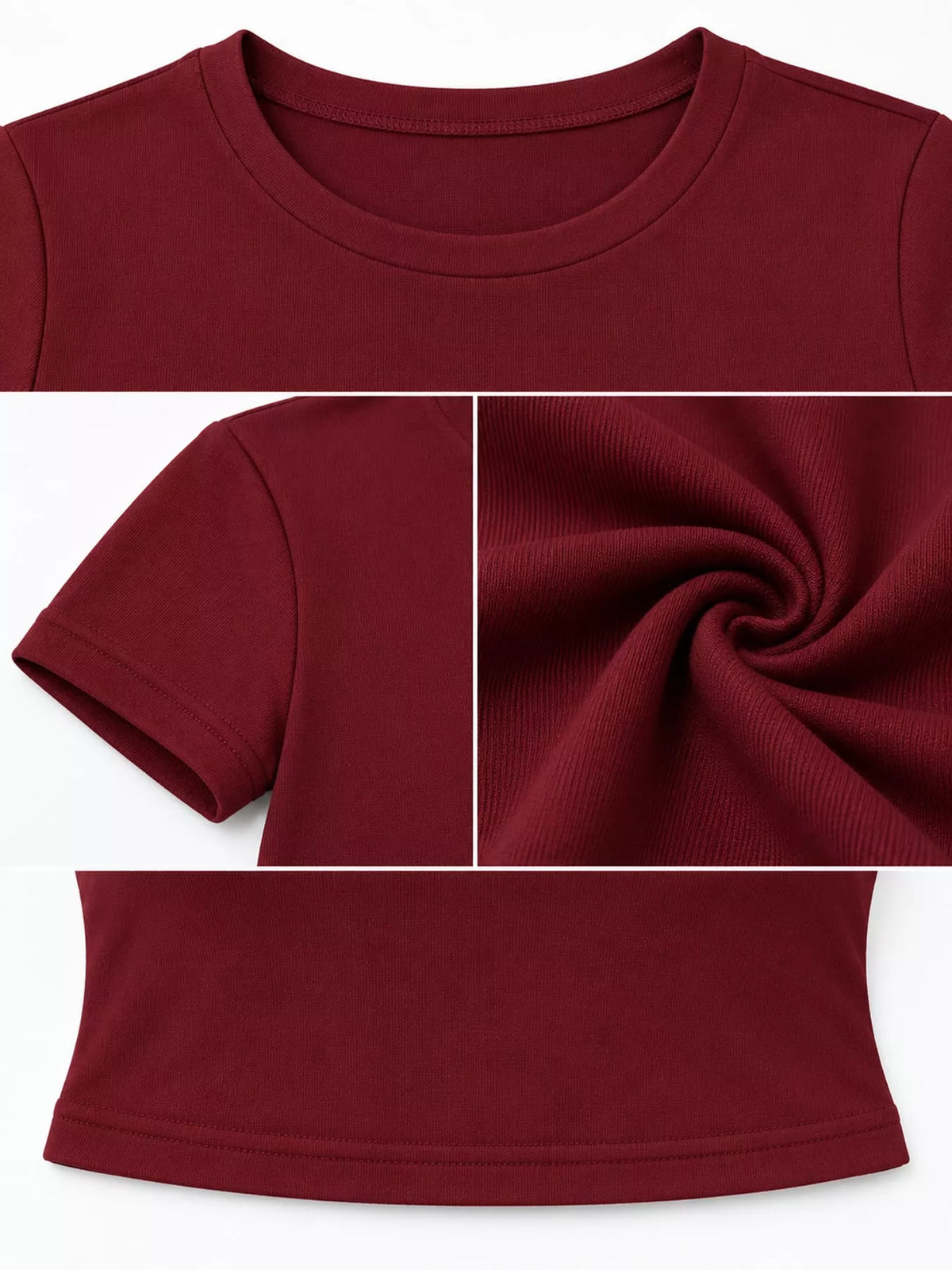 Slim Fit Basic Crew Neck Short Sleeve Crop T-Shirt
