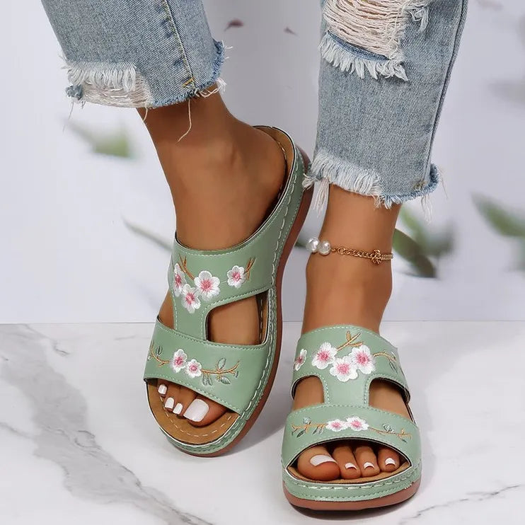 Floral Embroidered Cutout Sandals