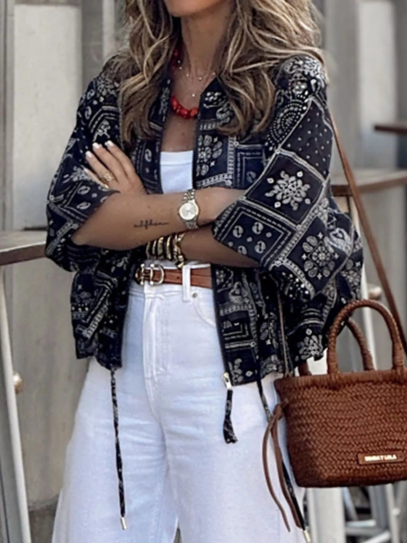 Printed Zip Up Jacket