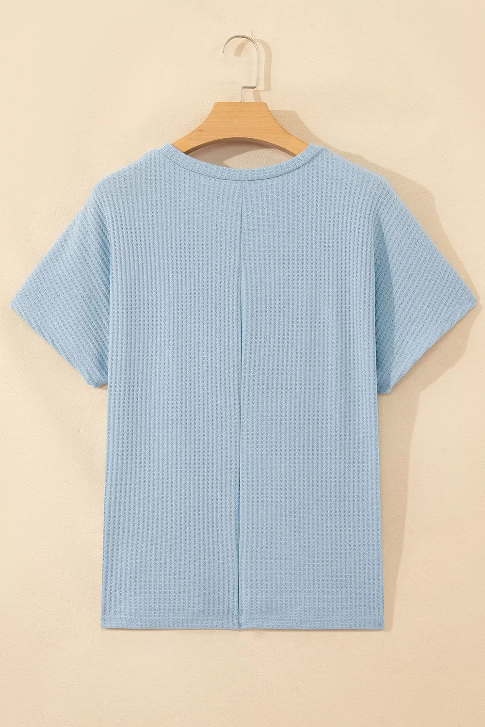 Waffle Textured Knit Dolman Short Sleeve Loose Top