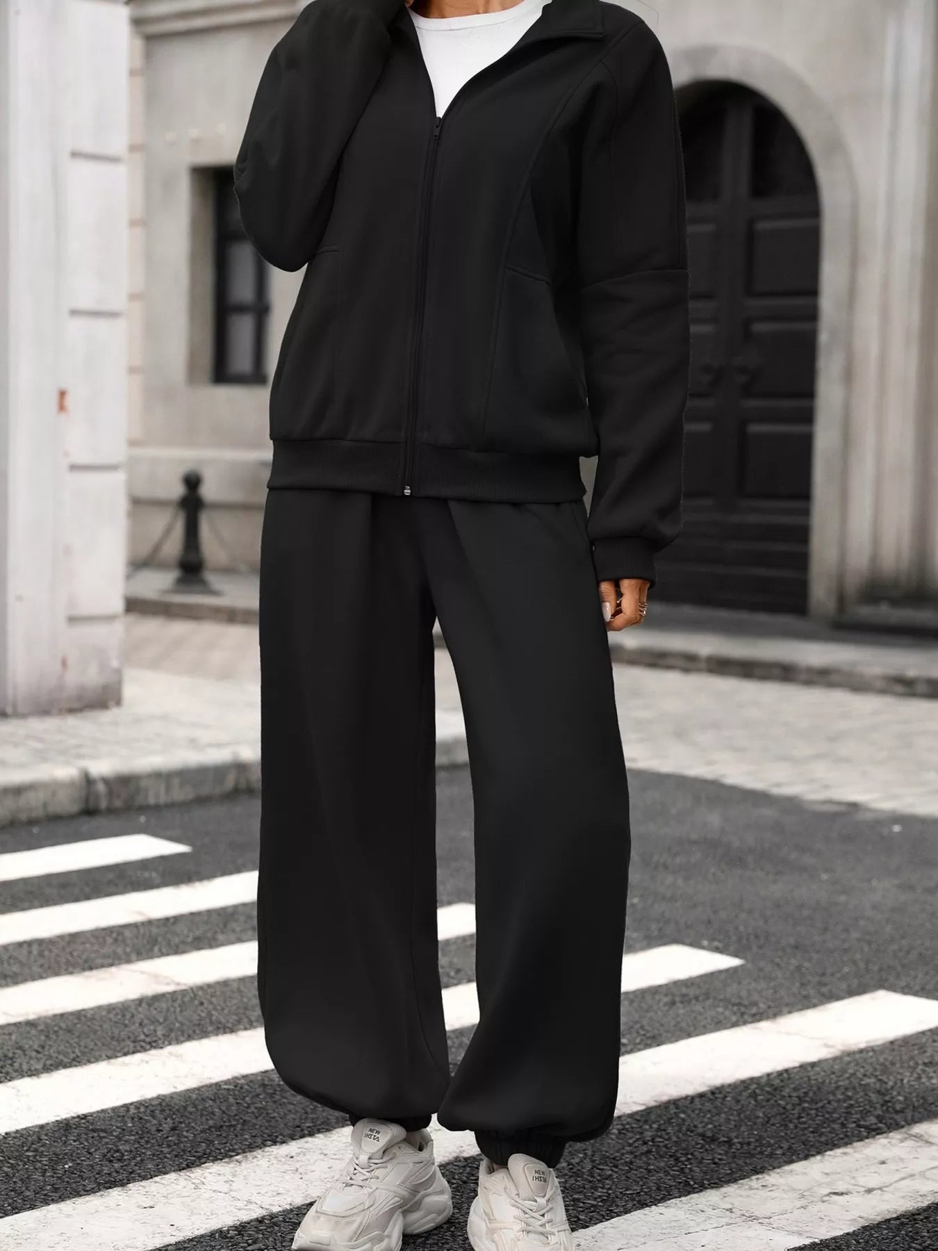 Zip-Up Long Sleeve Top and Pants Set