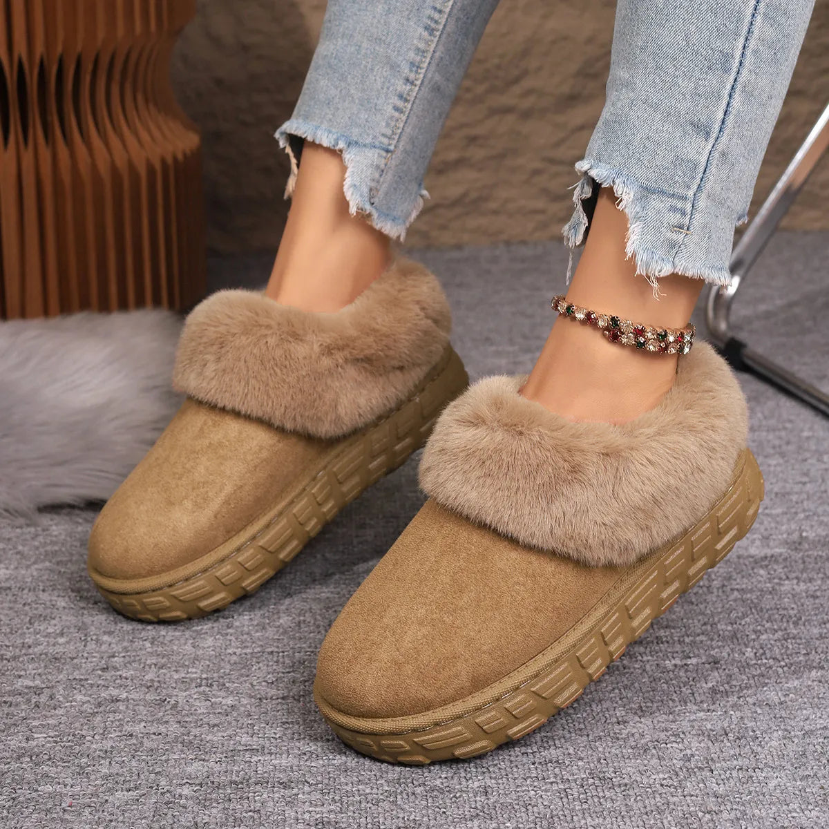 Faux Fur Lined Suede Winter Boots