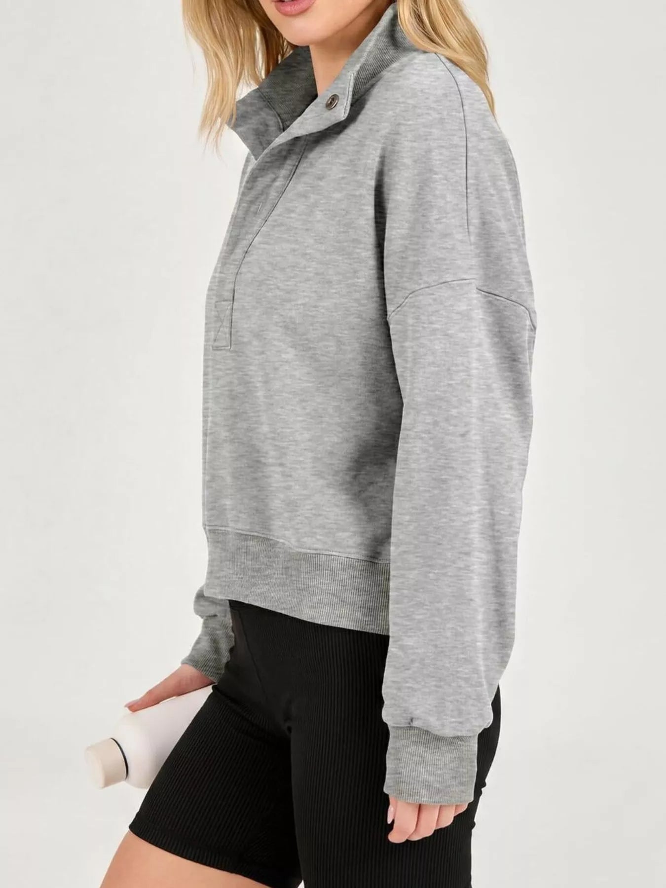 Half Snap Dropped Shoulder Sweatshirt