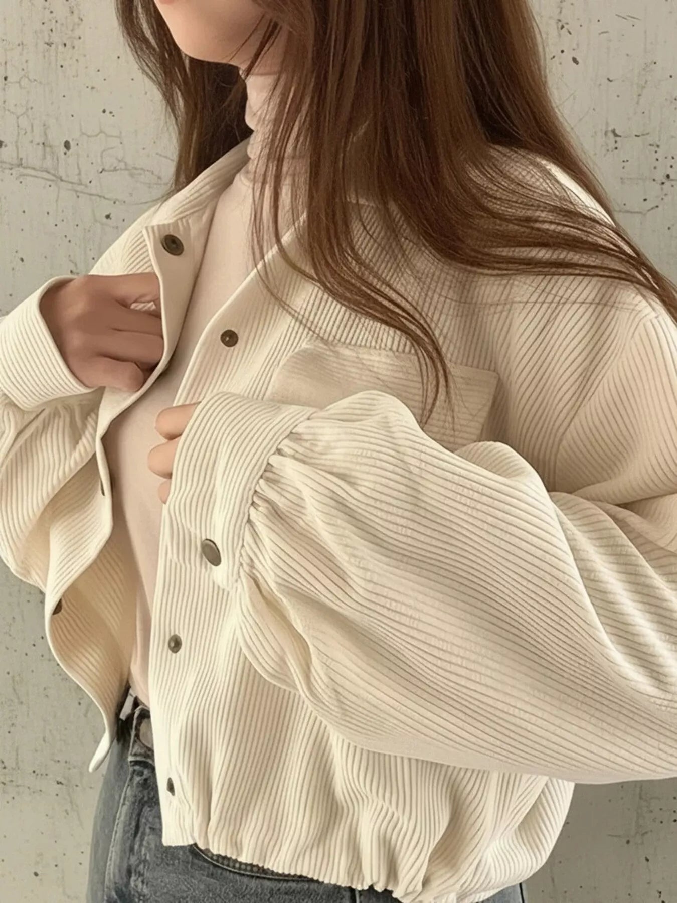 Corduroy Snap Down Cropped Jacket