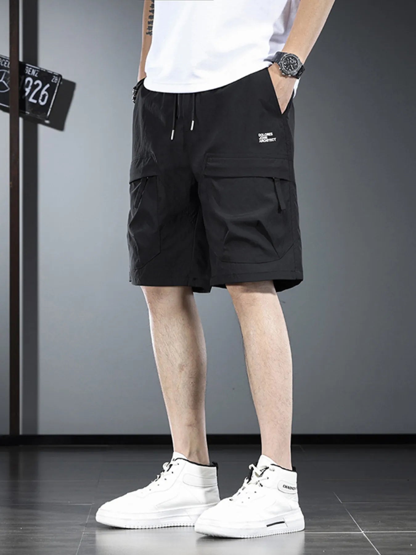 Men's Plus Size Drawstring Cargo Shorts