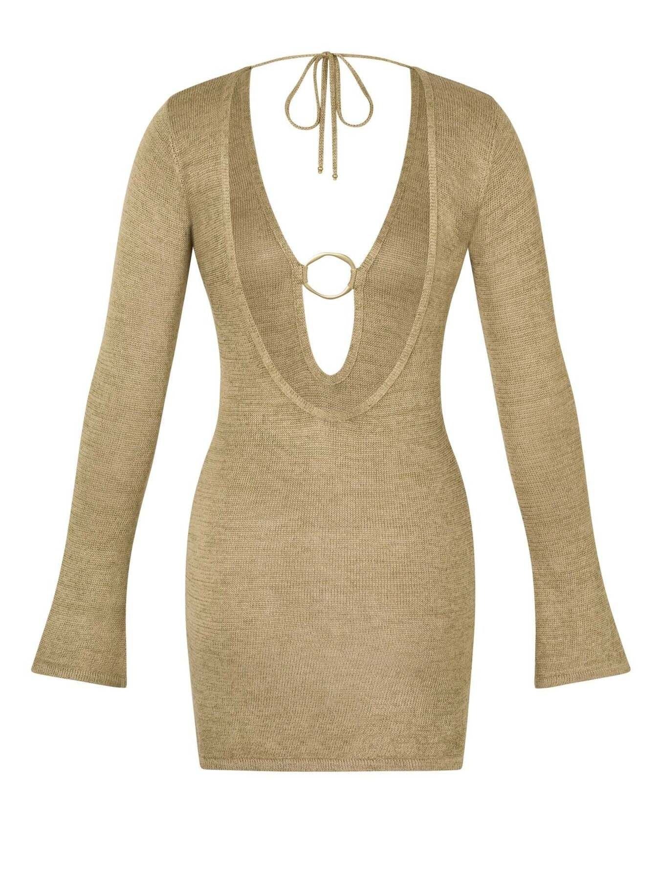 Sheer Knit Mini Cover-Up Dress
