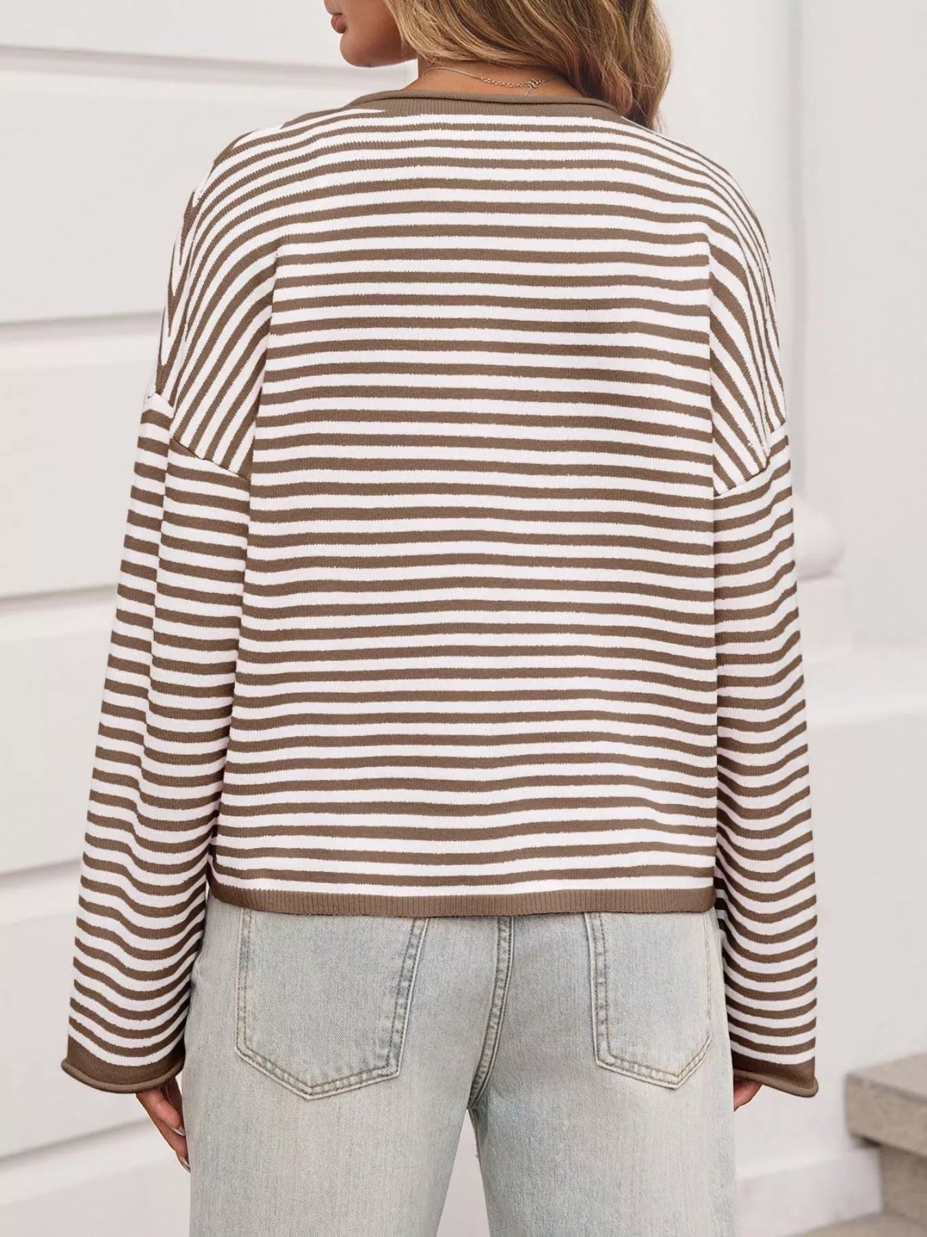 Striped Button-Up Cardigan
