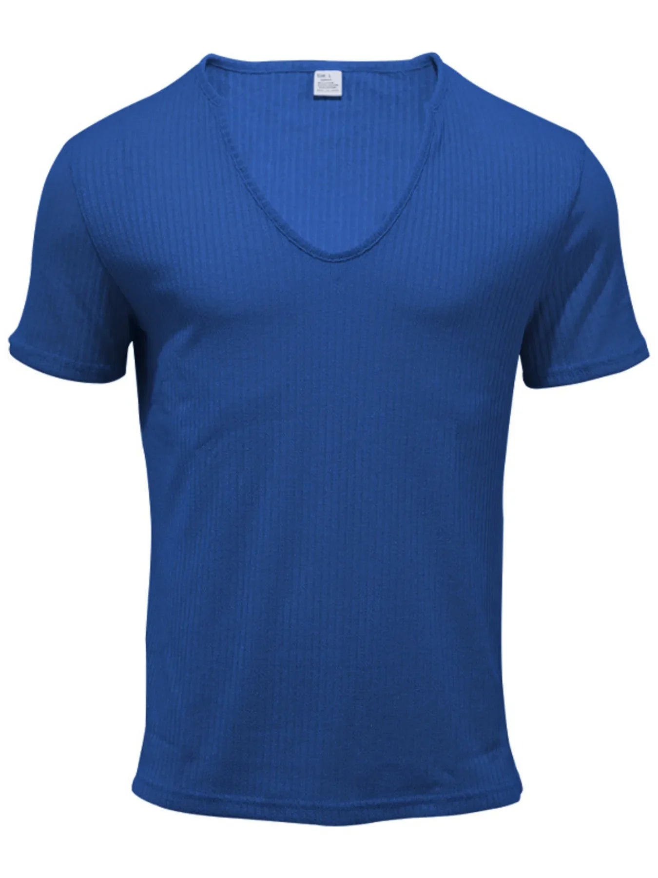 Men's Full Size Ribbed V-Neck T-Shirt Plus Size