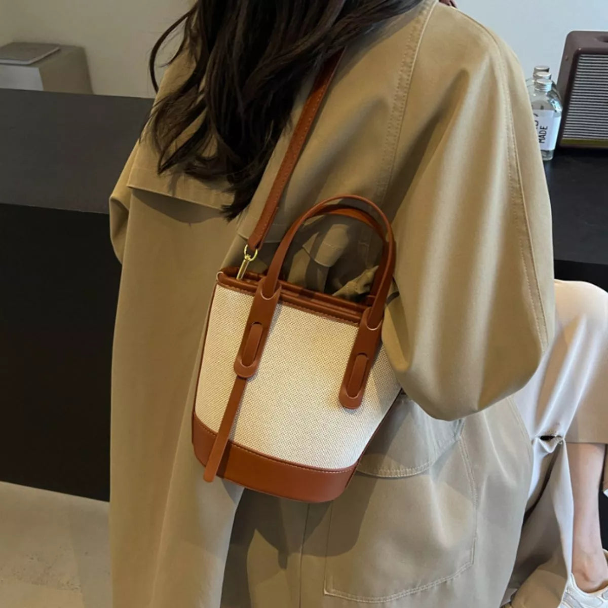 Canvas Bucket Crossbody Bag