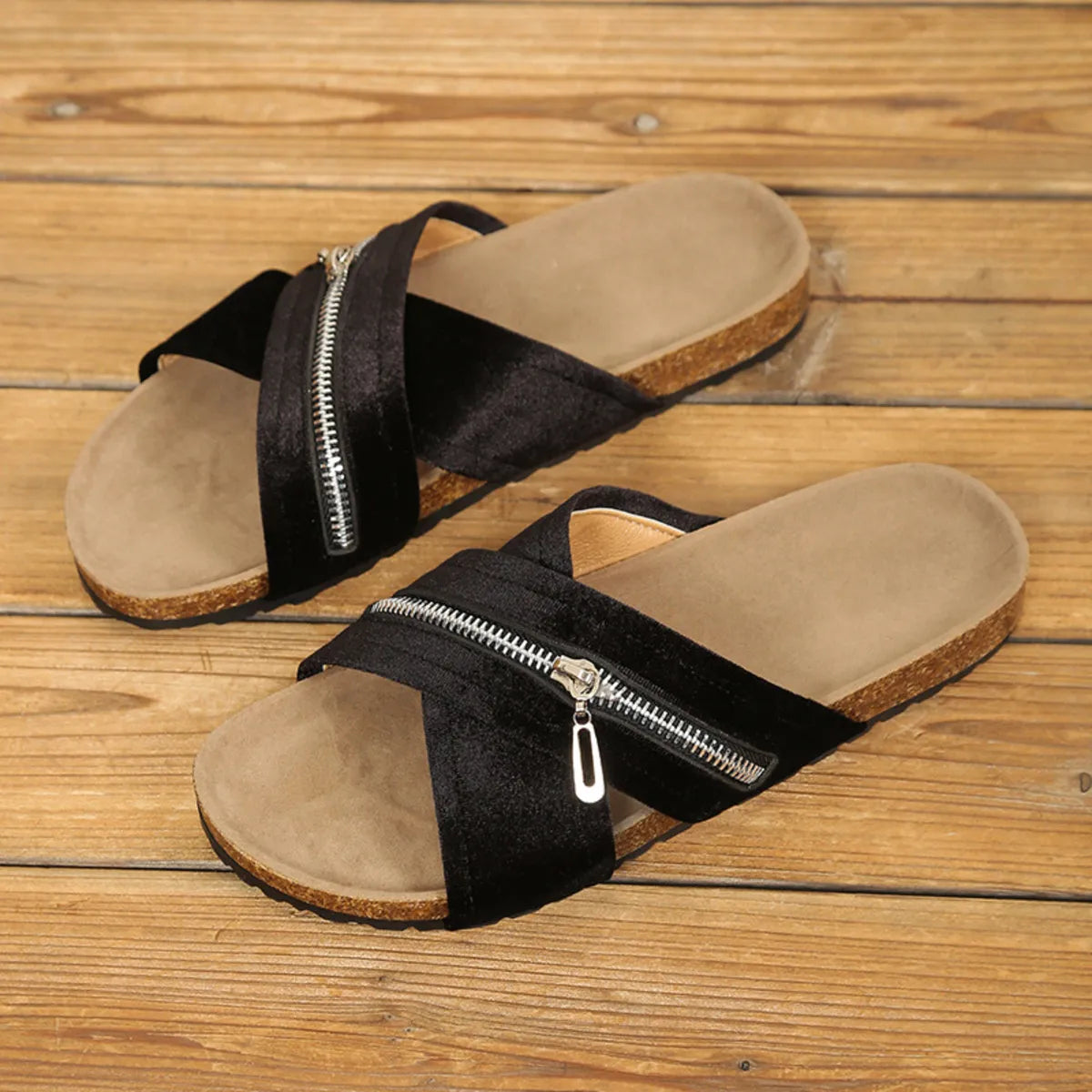 Open Toe Zip Detail Sandals