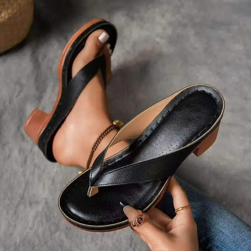 Chunky Heel Toe Post Sandals