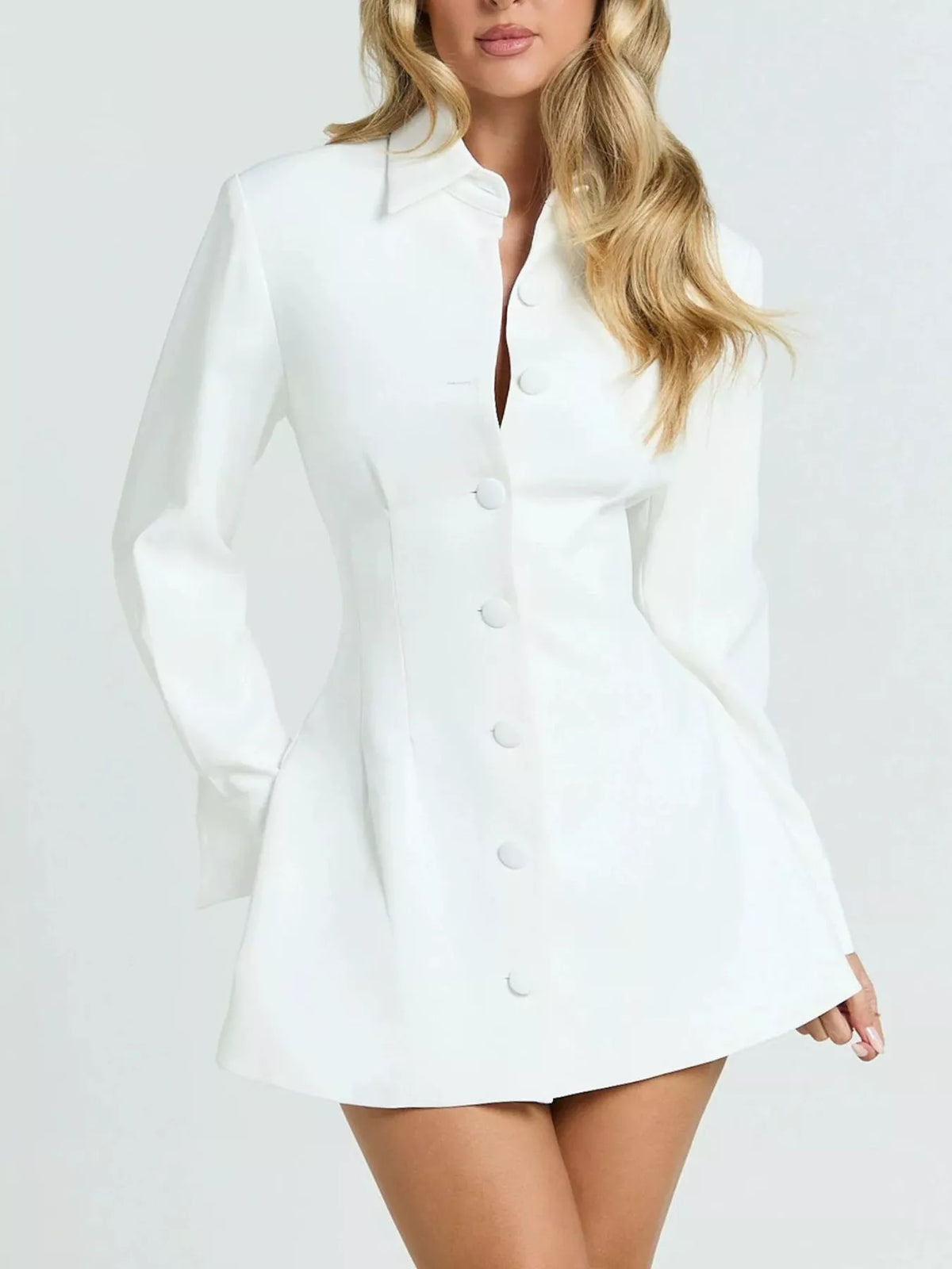 Corset-Style Button-Down Blazer Dress