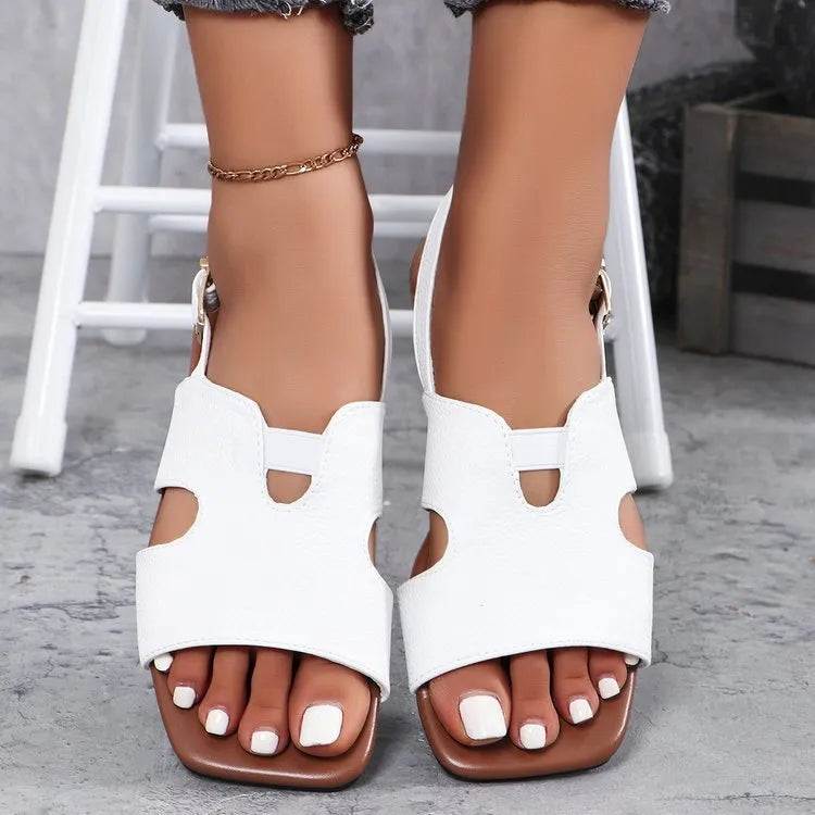 Cut-Out Open Toe Flats Sandals