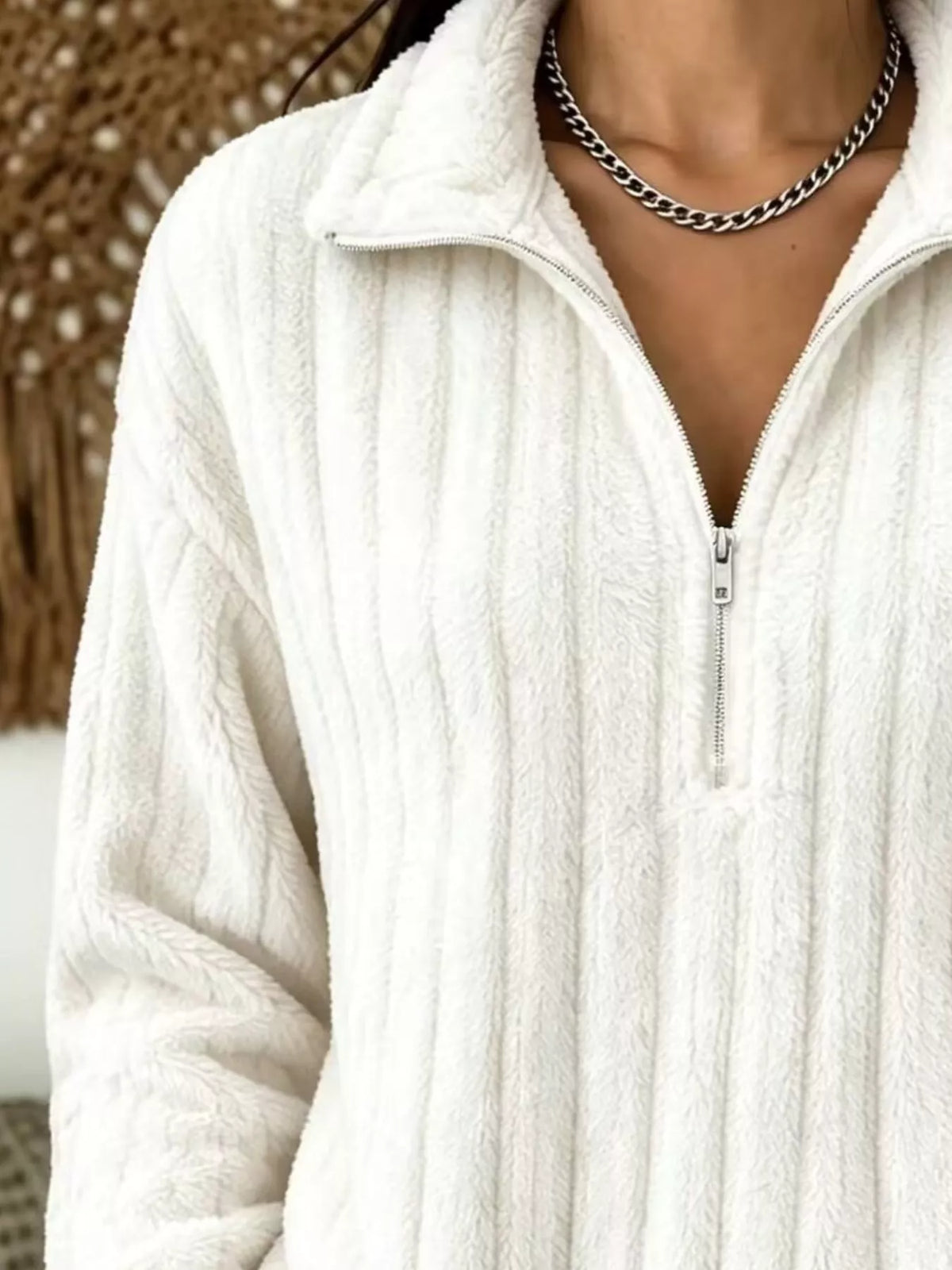 Quarter-Zip Dropped Shoulder Sweatshirt