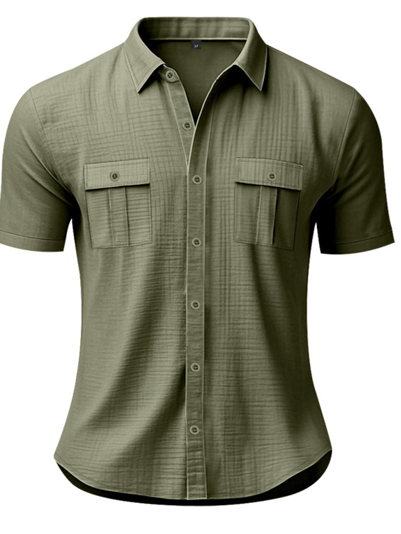 Men's Full Size Short Sleeve Shirt with Pockets Plus Size