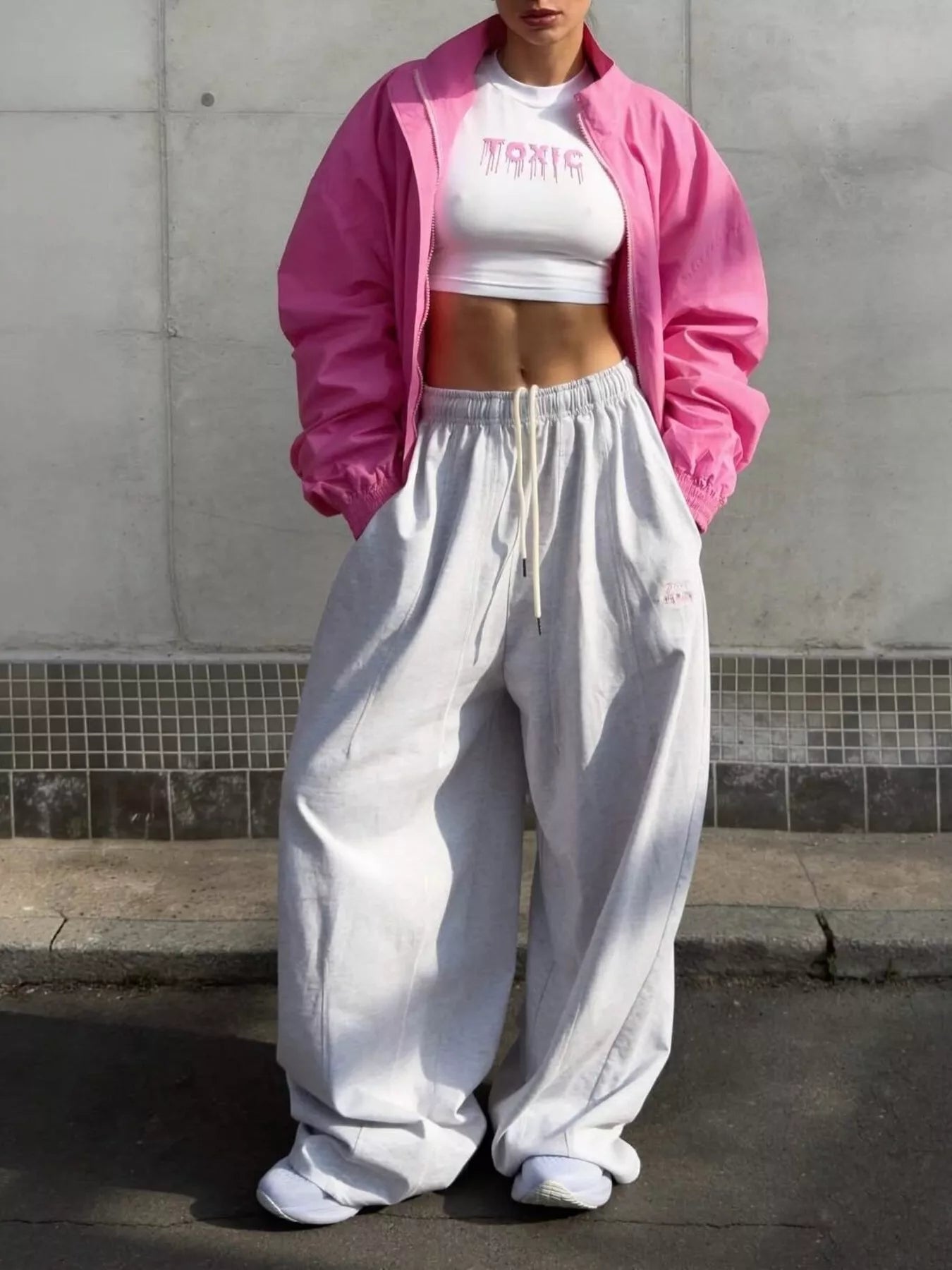 Zip Up Oversized Bomber Jacket