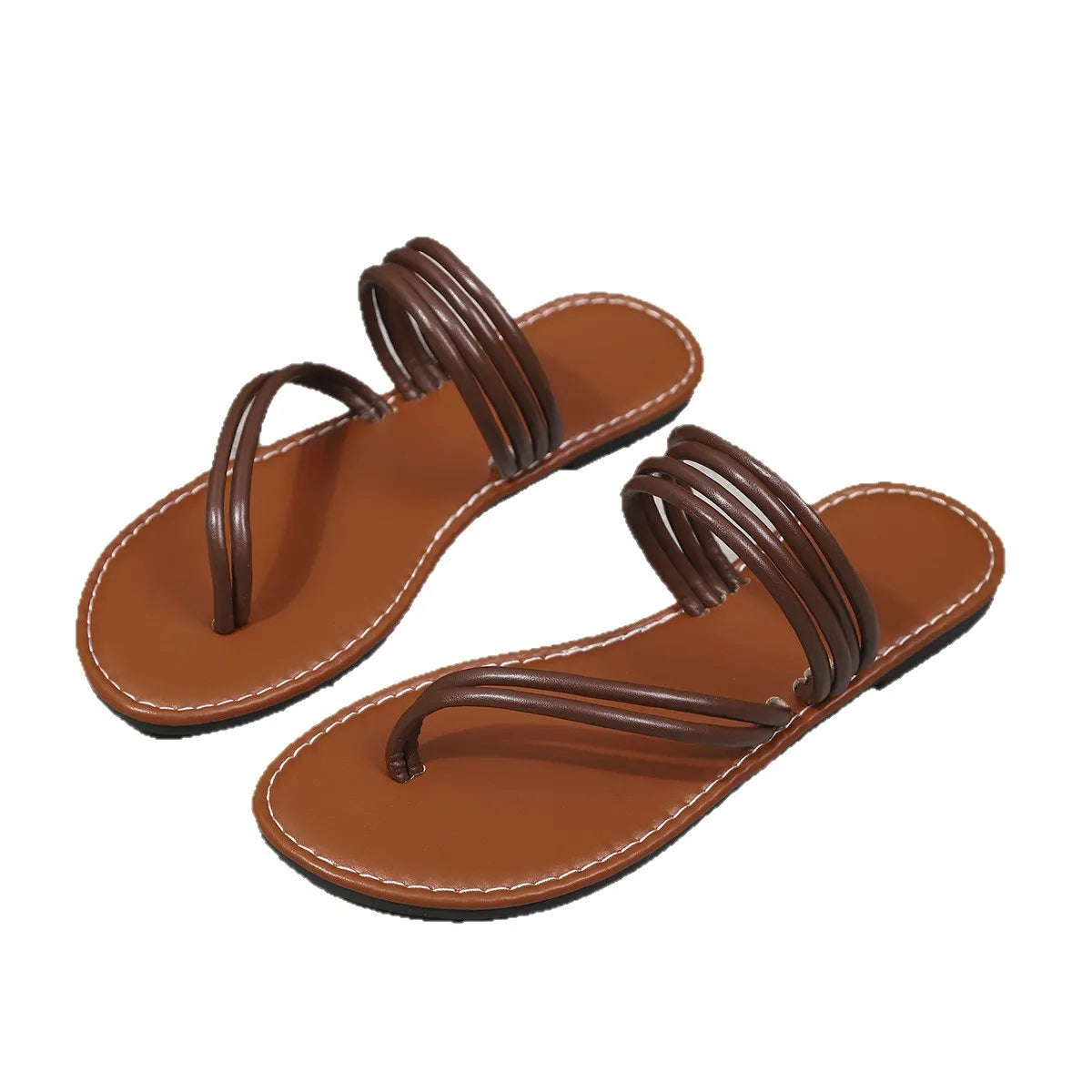 Leather Strappy Flat Sandals