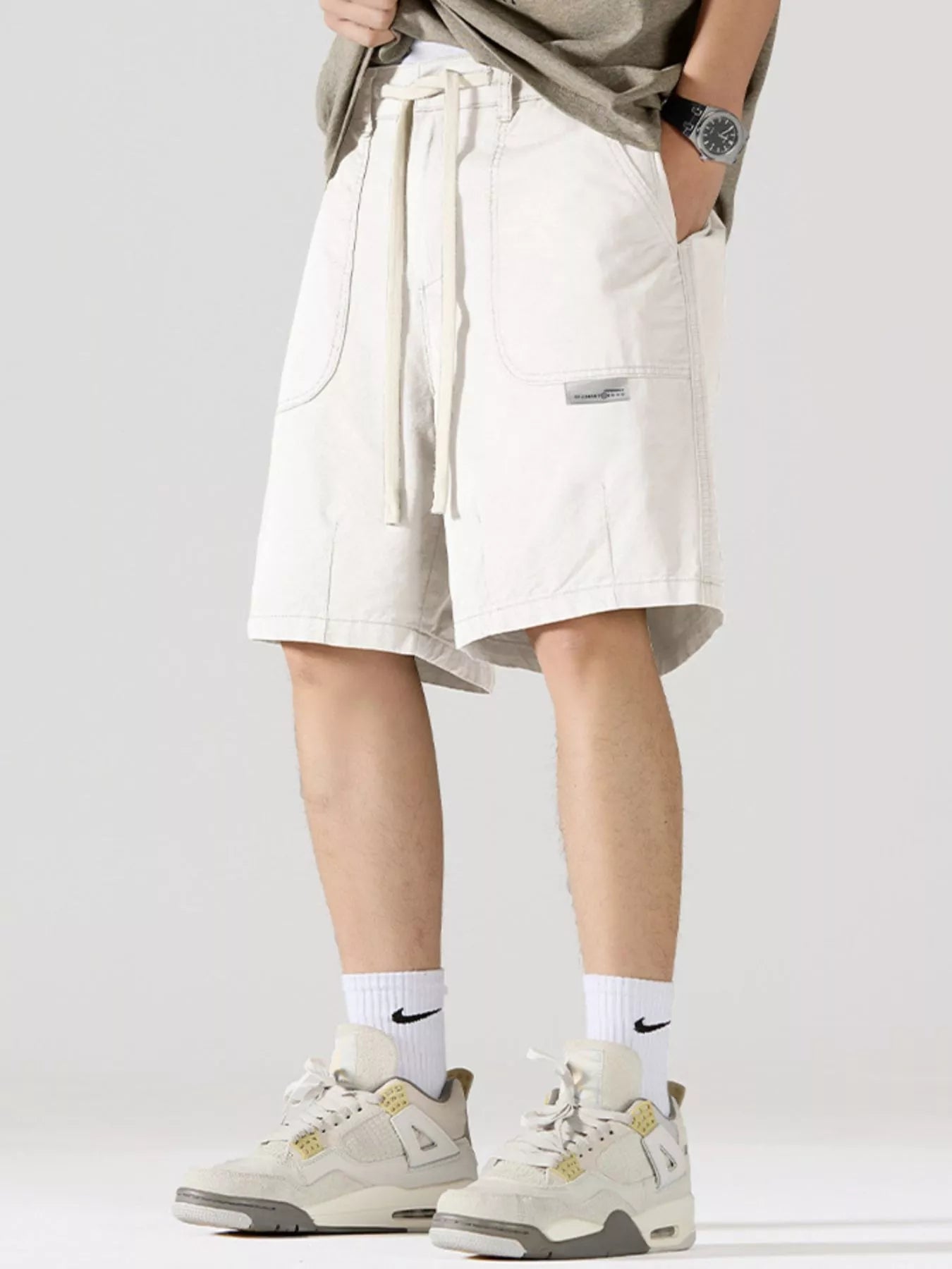 Men's Full Size Cargo Drawstring Shorts Plus Size