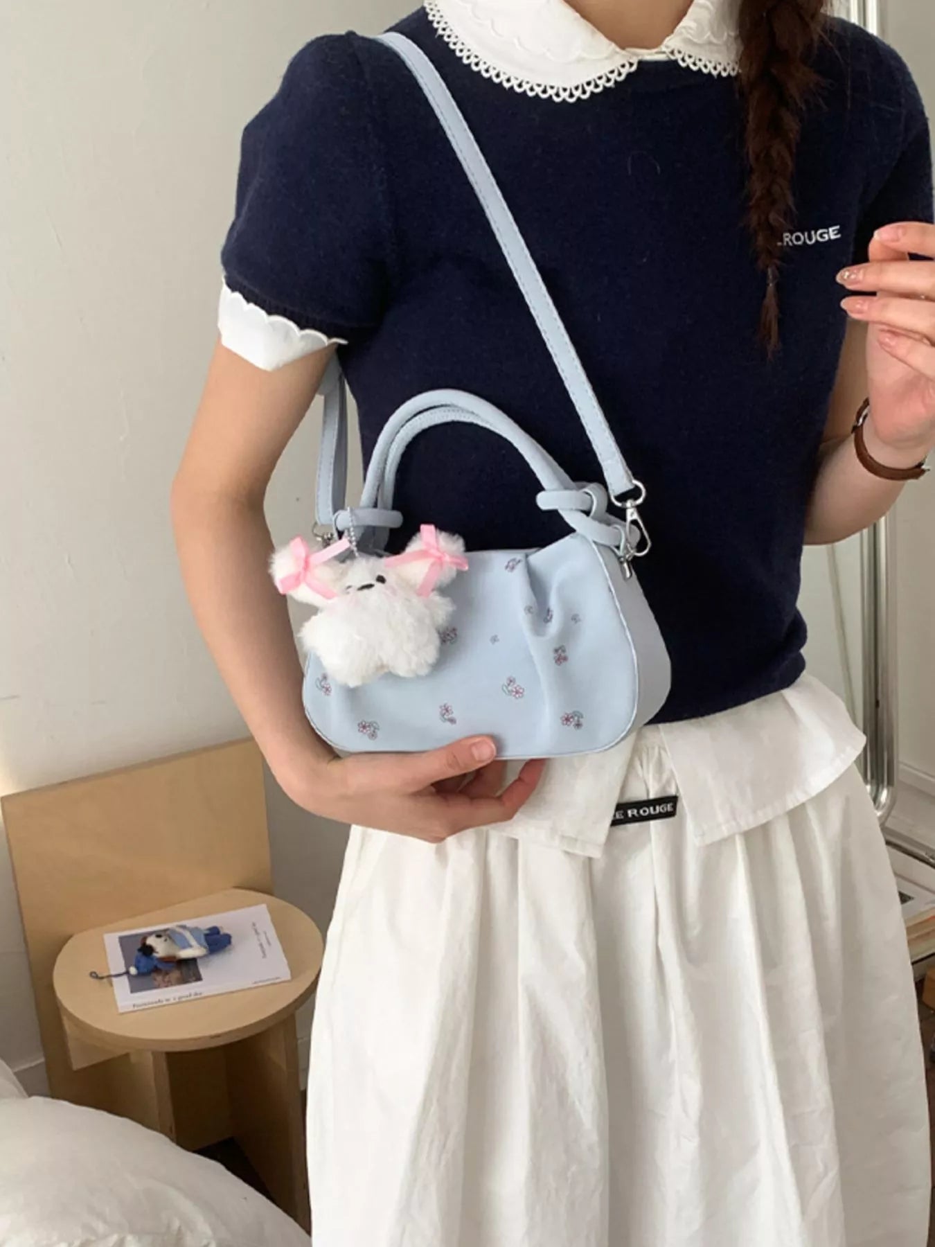 Floral Ruched Crossbody Bag