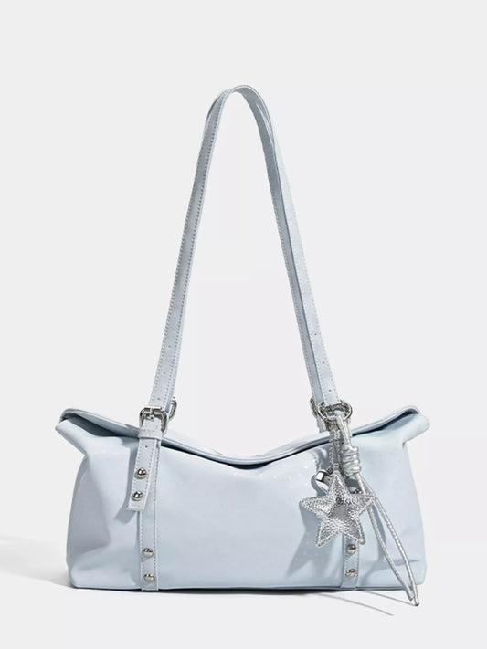 Leather Shoulder Bag with Star Charm
