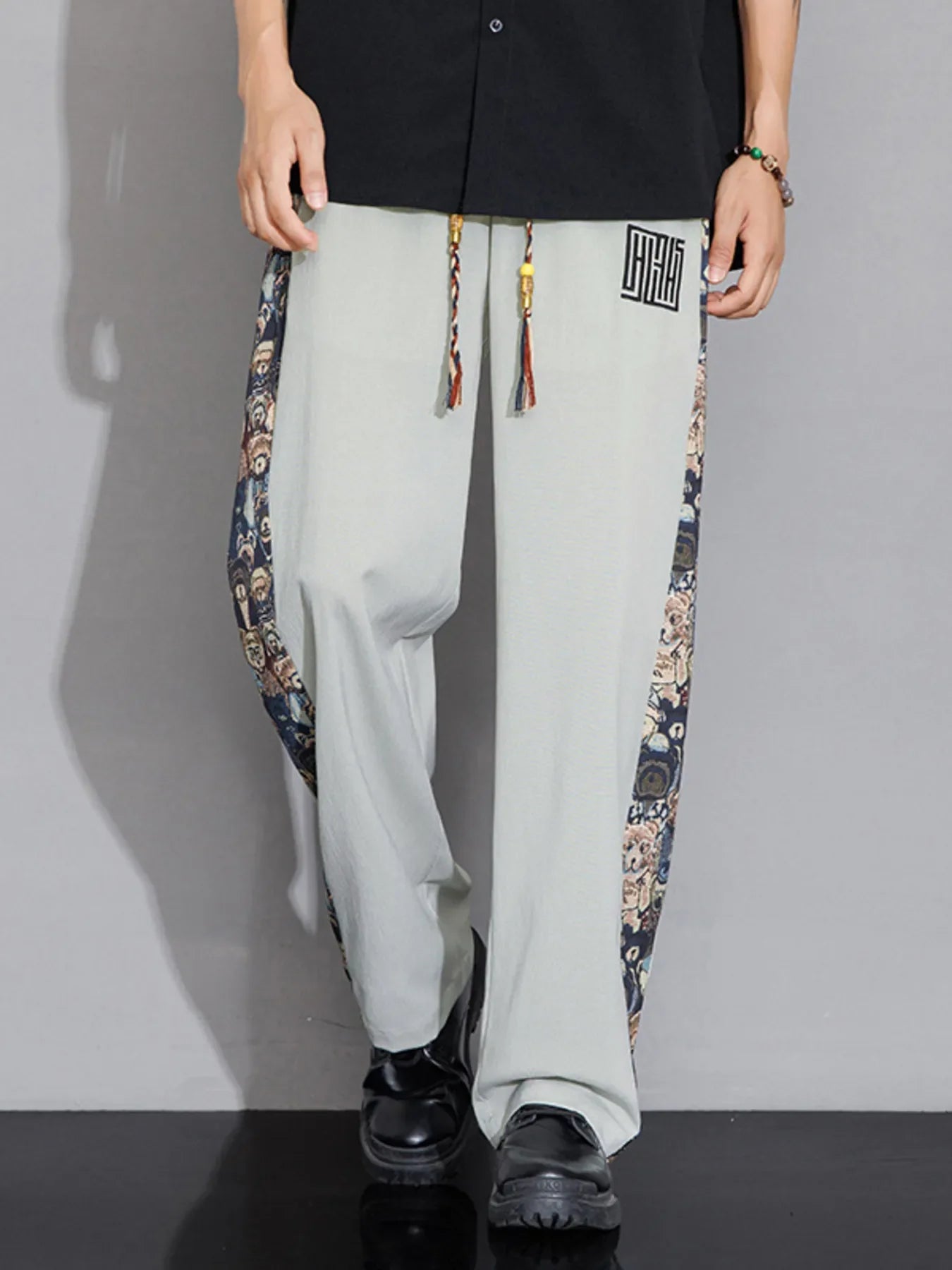 Men's Full Size Printed Side Stripe Loose Pants Plus Size