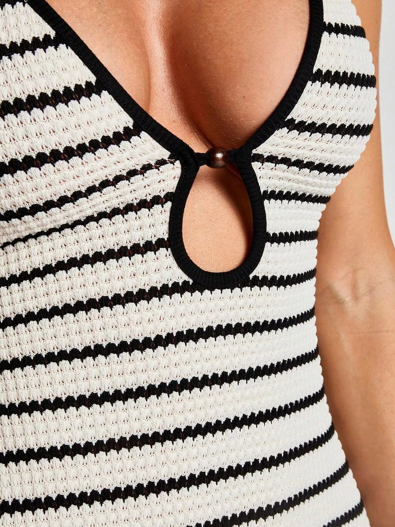 Striped Halter Neck Maxi Dress