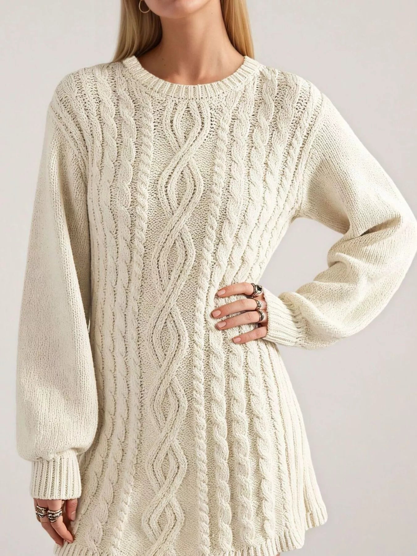 Cable Knit Sweater Mini Dress