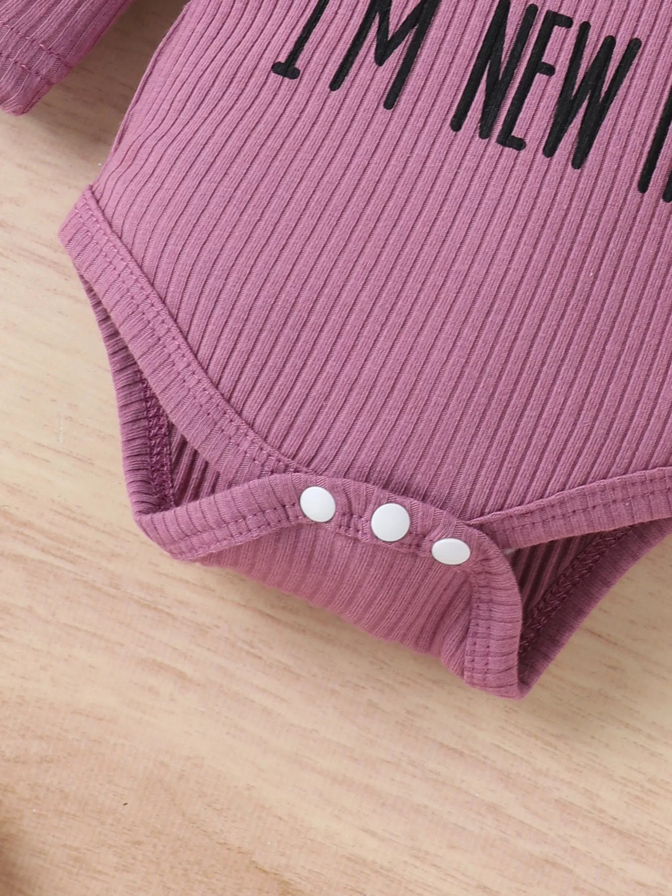 Children's Letter Ribbed Bodysuit and Pants Set with Headband & Hat