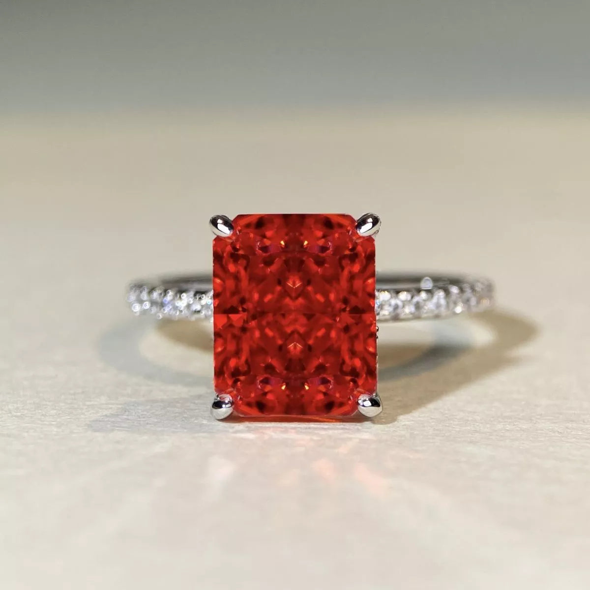 925 Sterling Silver Zircon Geometric Ring