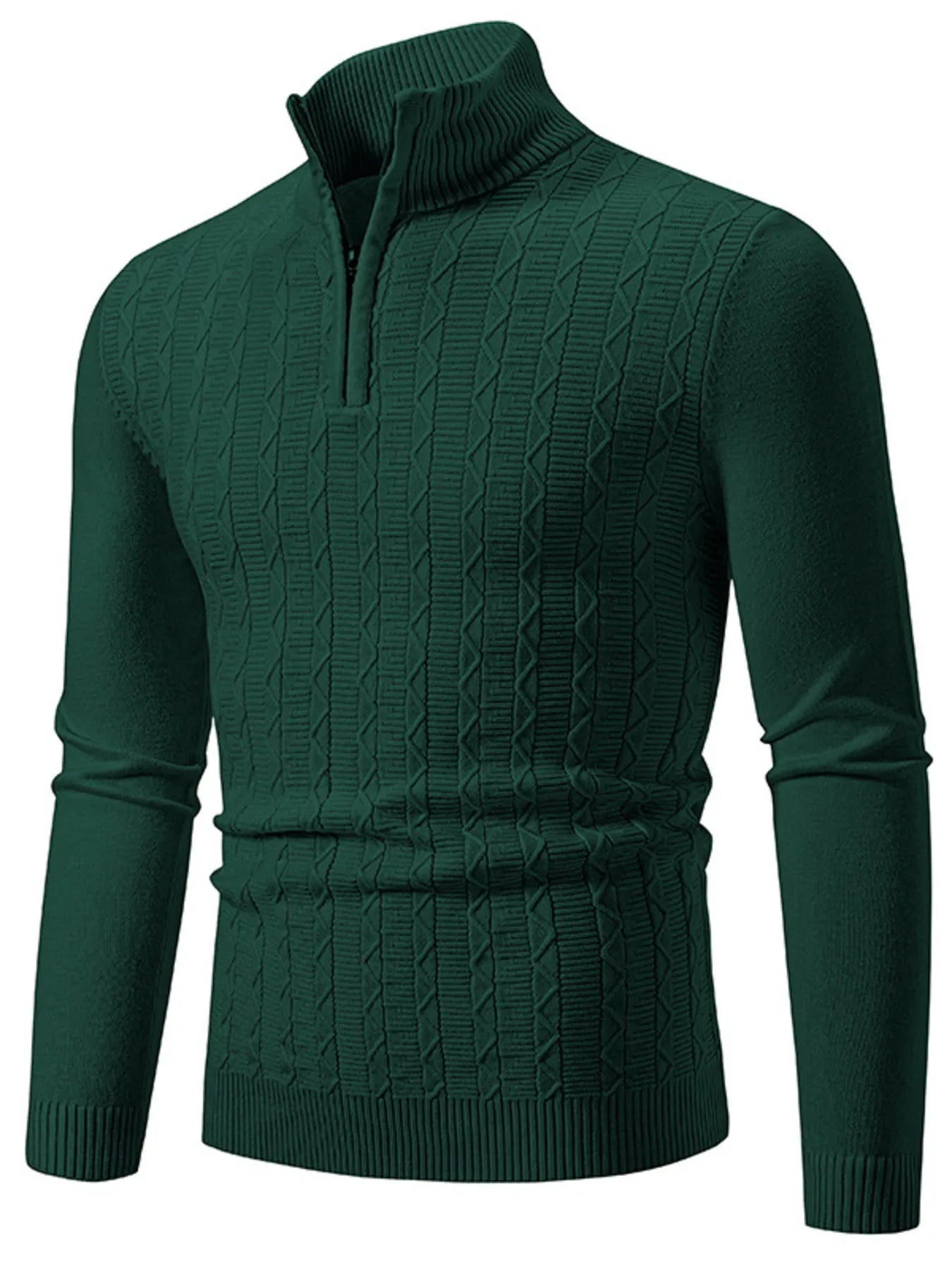 Men's Plus Size Quarter Zip Long Sleeve Sweater