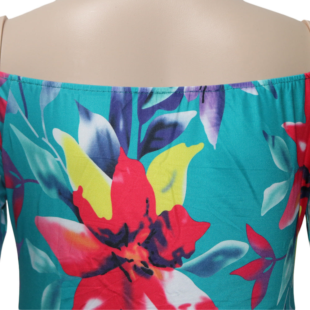 Large Size Digital Printing One-piece Split Dress