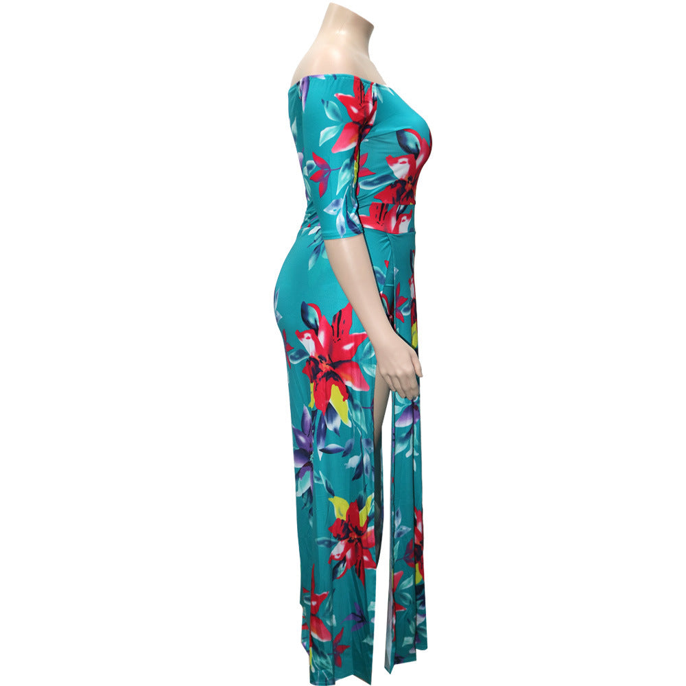 Large Size Digital Printing One-piece Split Dress