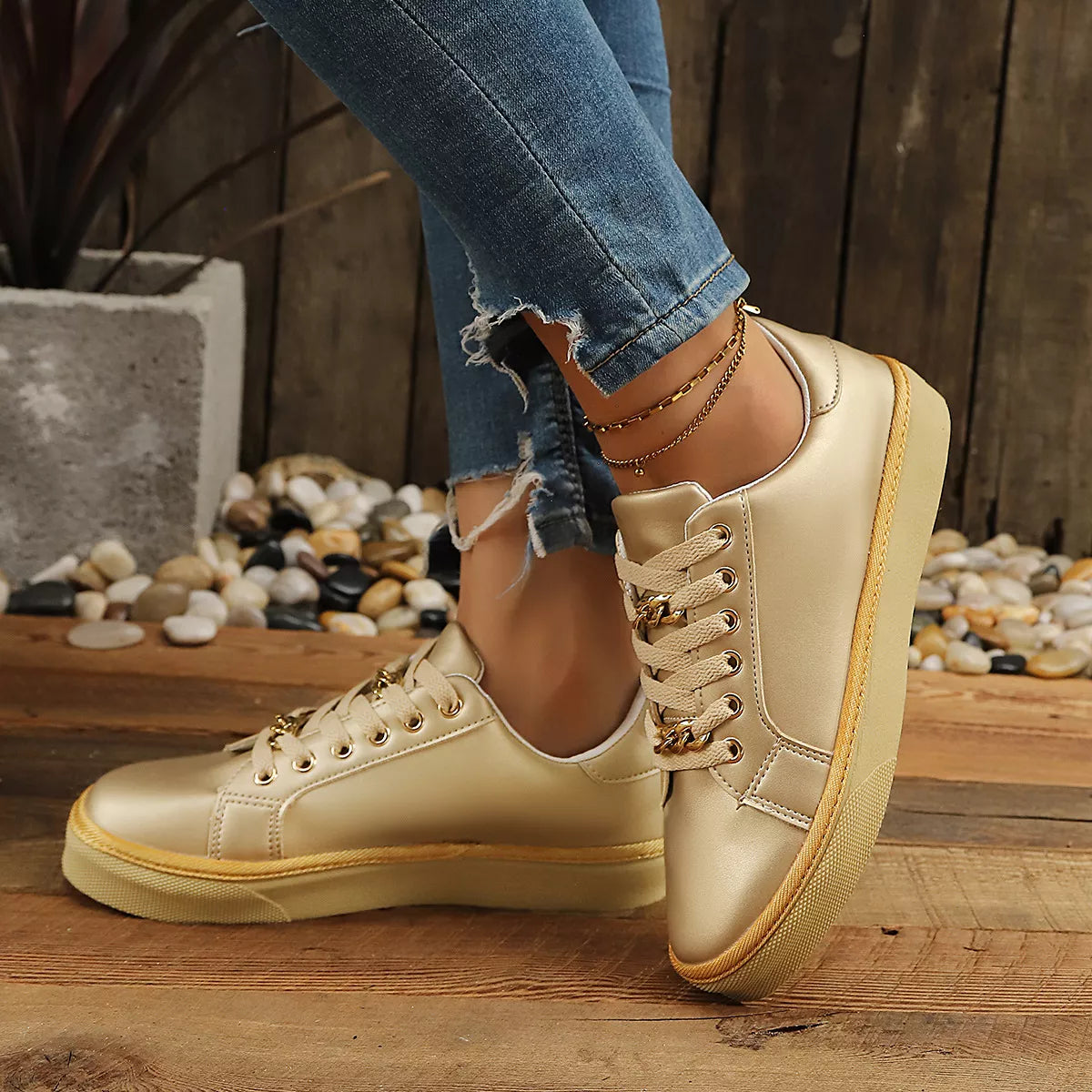 Round Toe Platform Sneakers