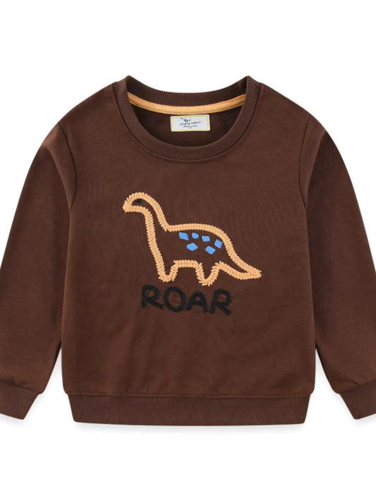 Children's Dinosaur Embroidered Crew Neck Sweatshirt