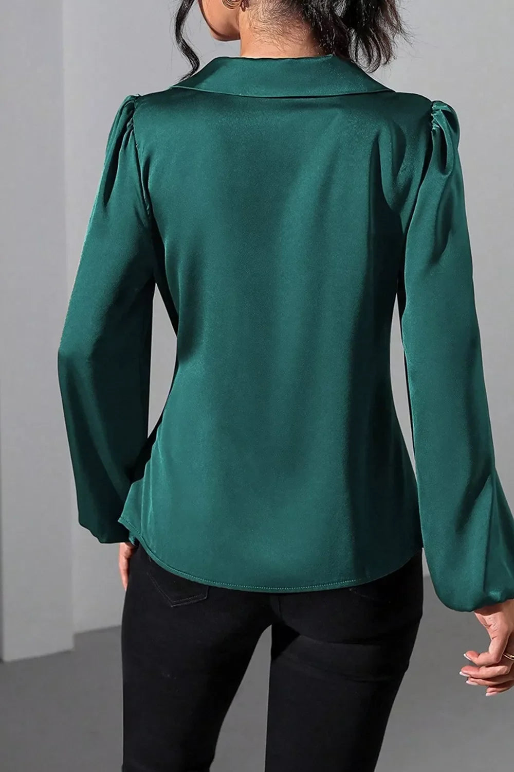 Satin Tied Detail Long Sleeve Blouse
