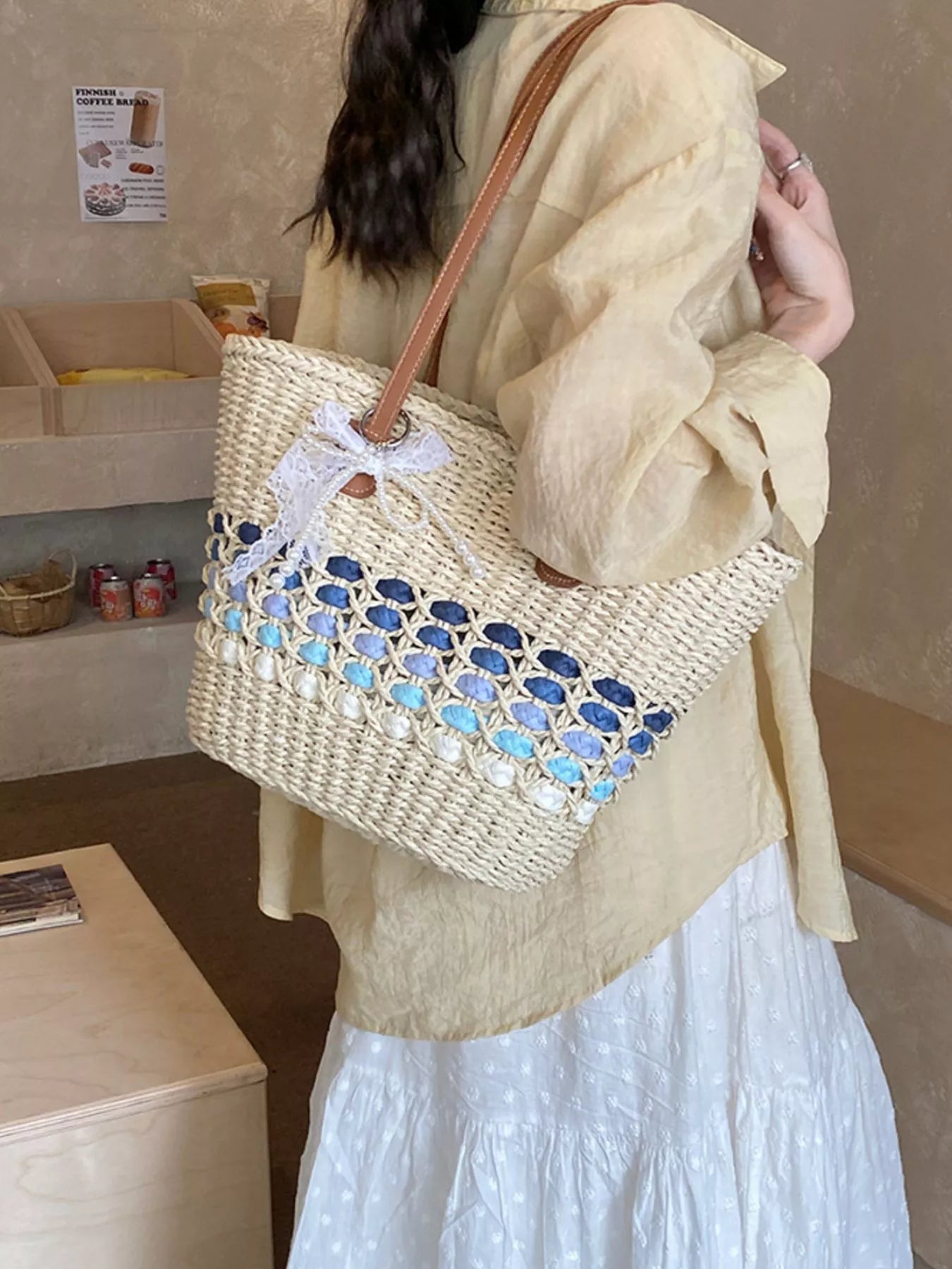 Woven Straw Shoulder Bag