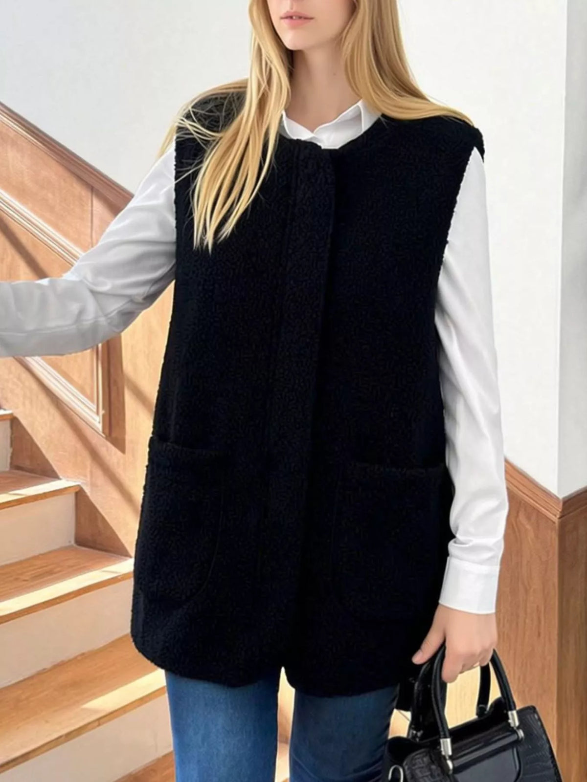 Sherpa Sleeveless Vest Coat