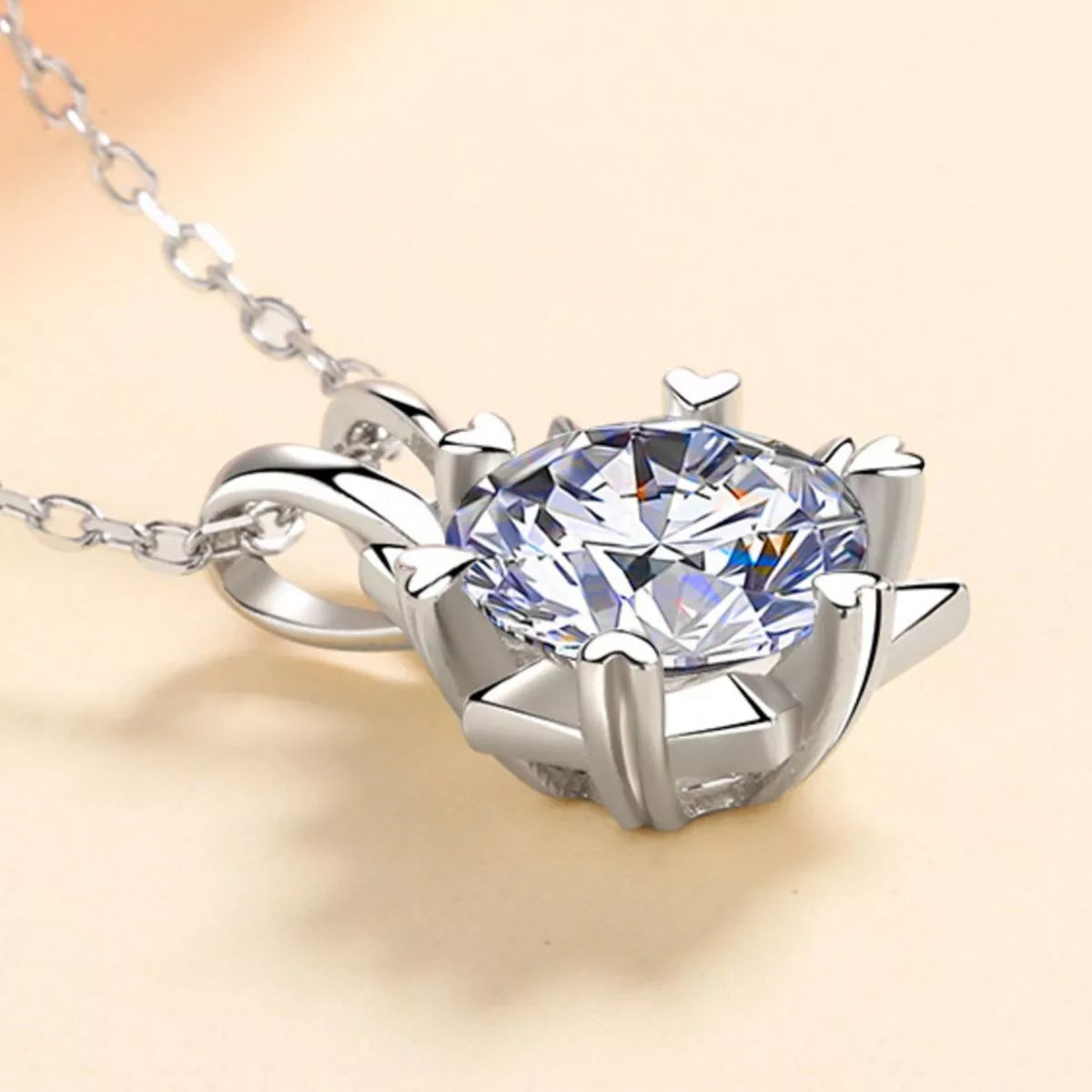 1 Carat 925 Sterling Silver Moissanite Pendant Necklace