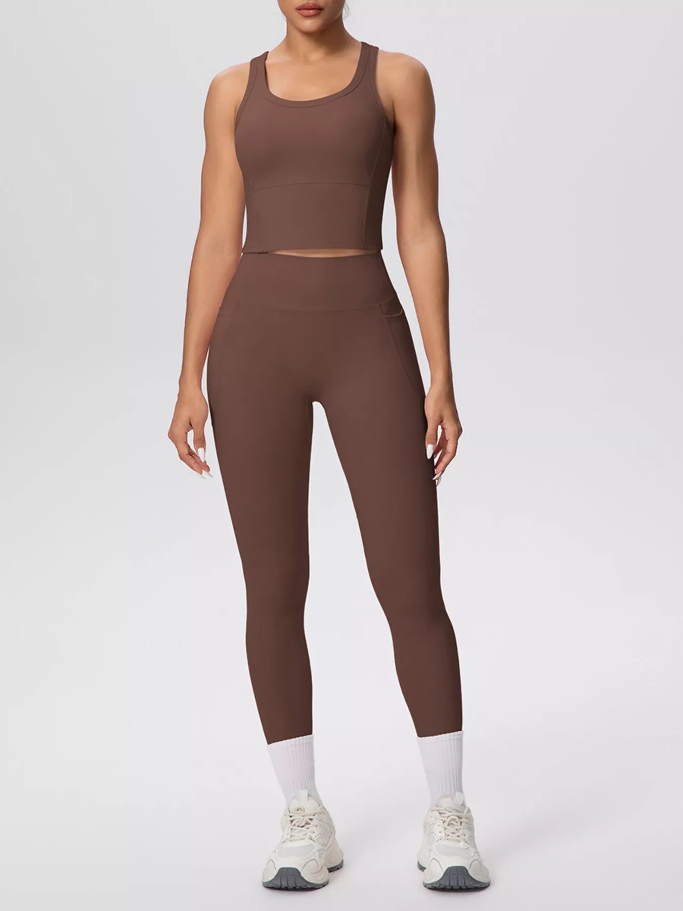 Scoop Neck Tank and High-Waisted Leggings Active Set