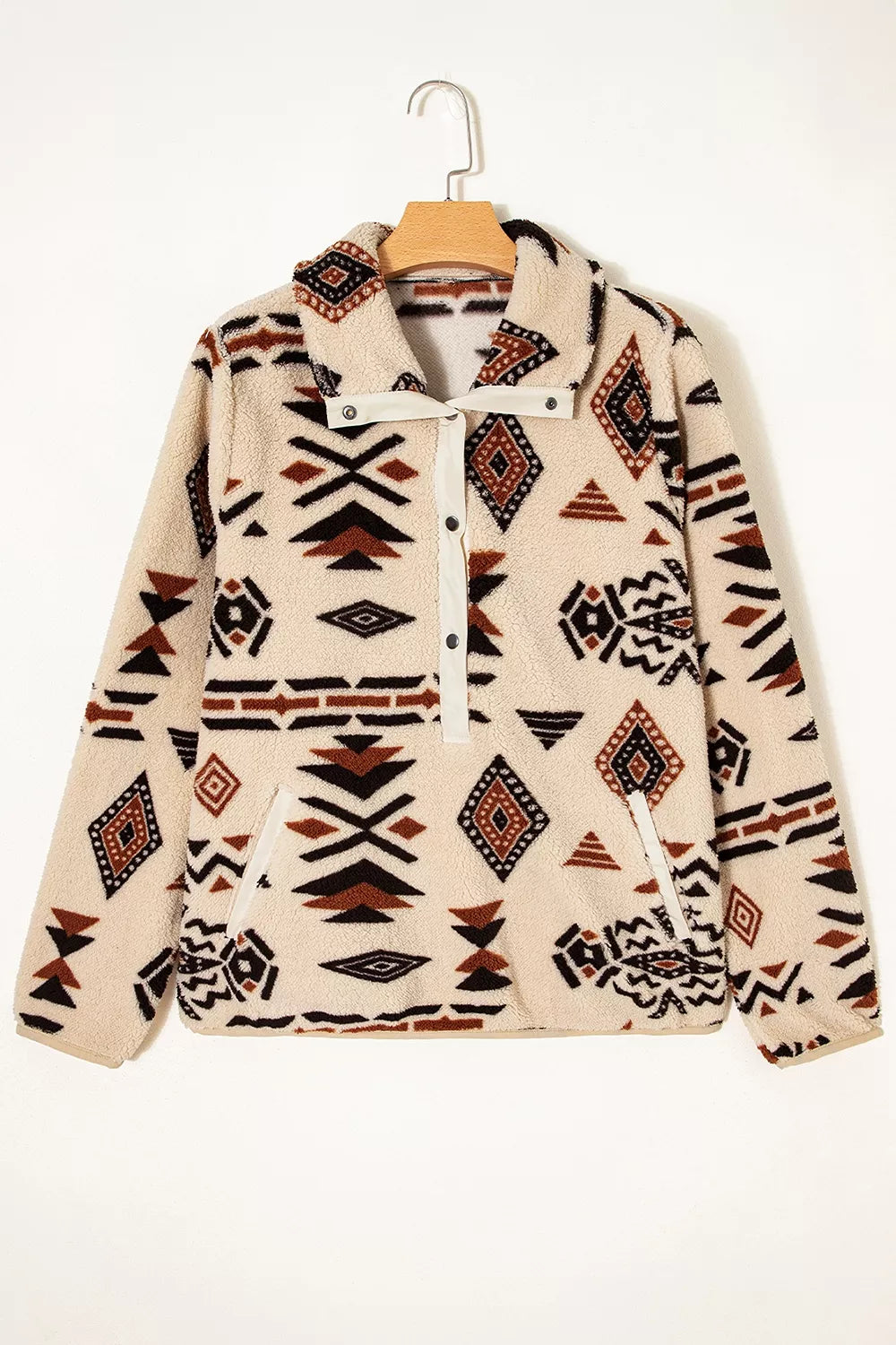 Aztec Print Fleece Snap Down Sweatshirt