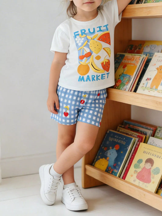 Children's Fruit Market Graphic Tee and Gingham Shorts Set