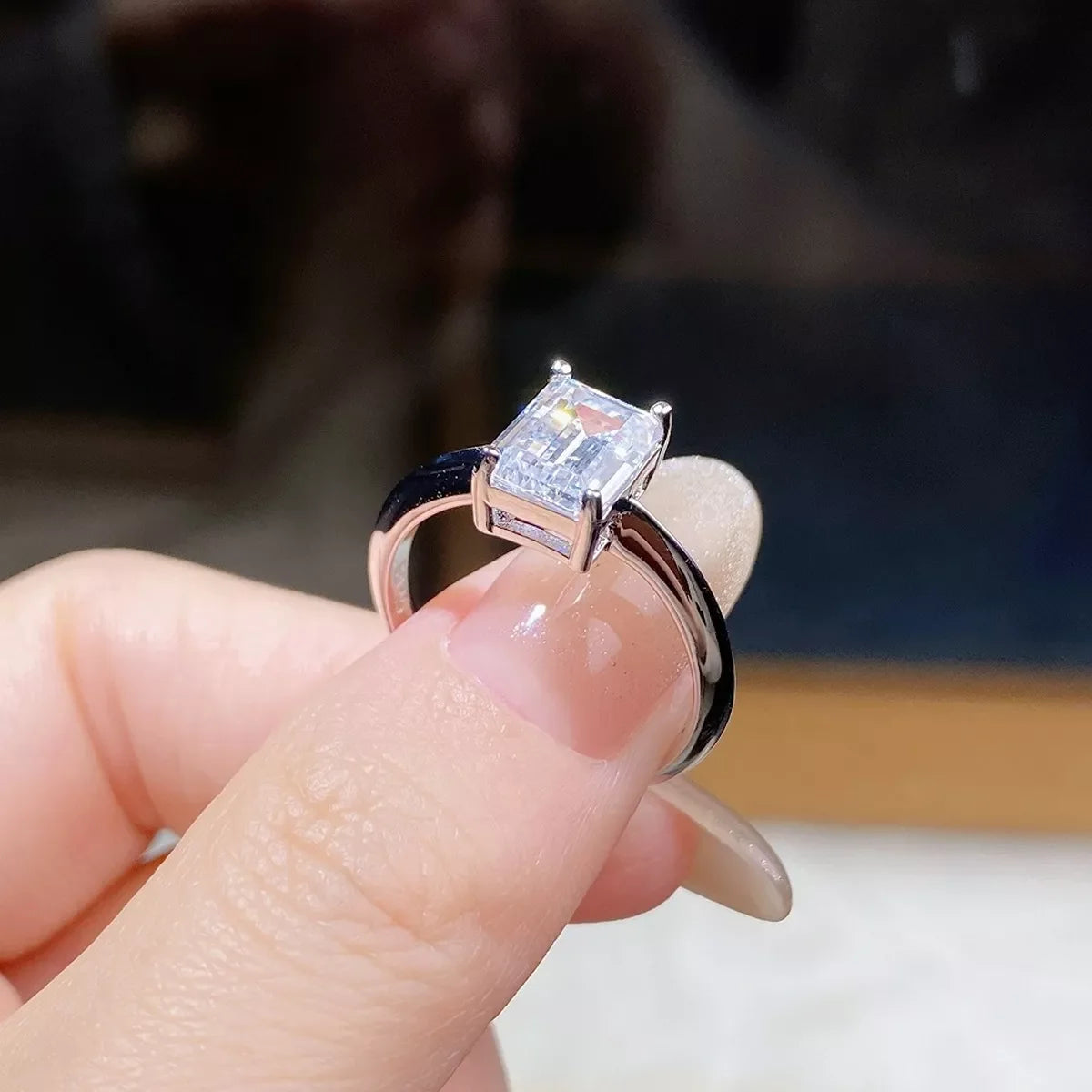 2 Carat 925 Sterling Silver Moissanite Geometric Ring