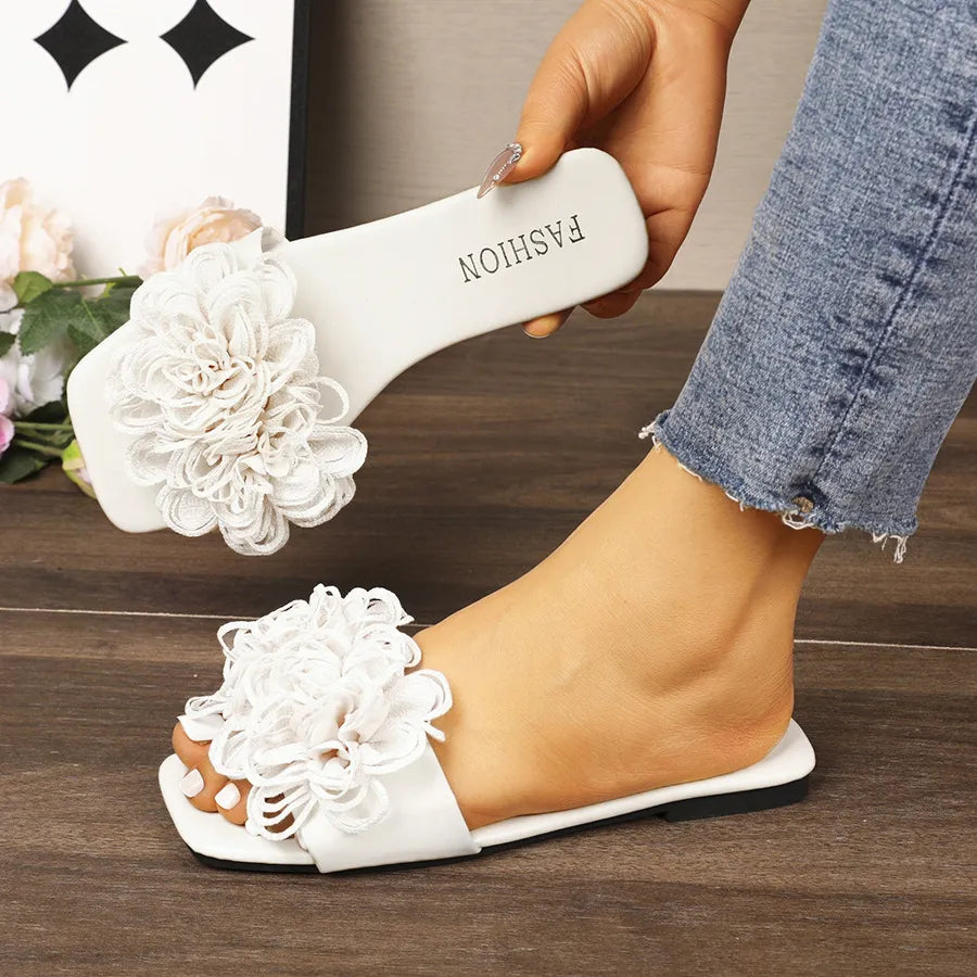 Floral Embellished Flat Sandals