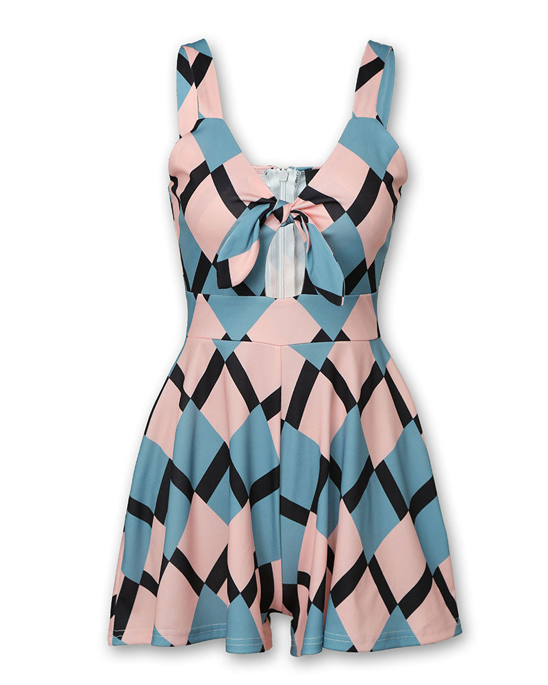Contrast geometric print one-piece culottes
