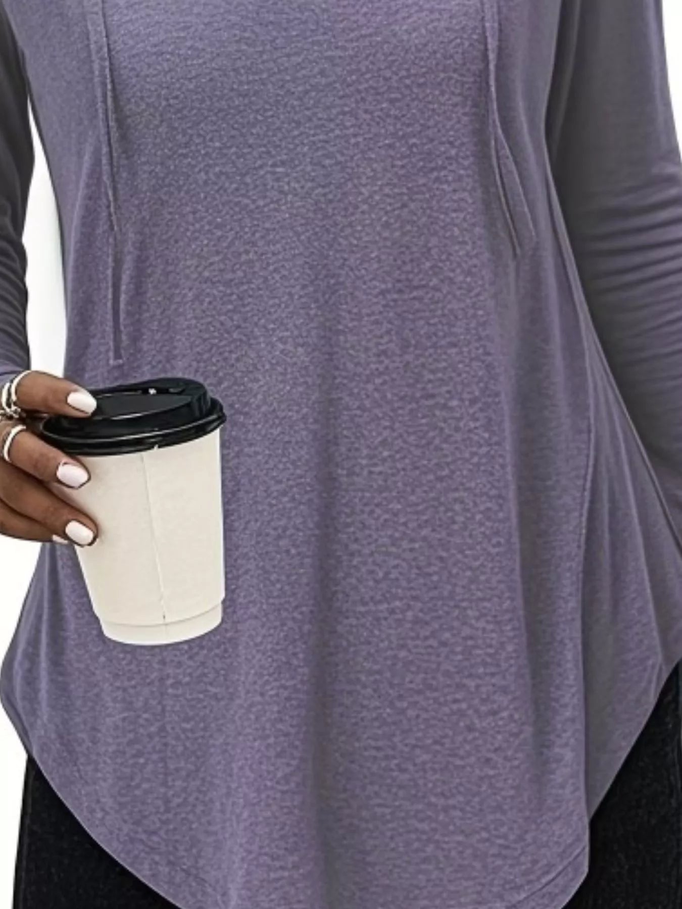 Full Size Drawstring Long Sleeve Hooded Top Plus Size