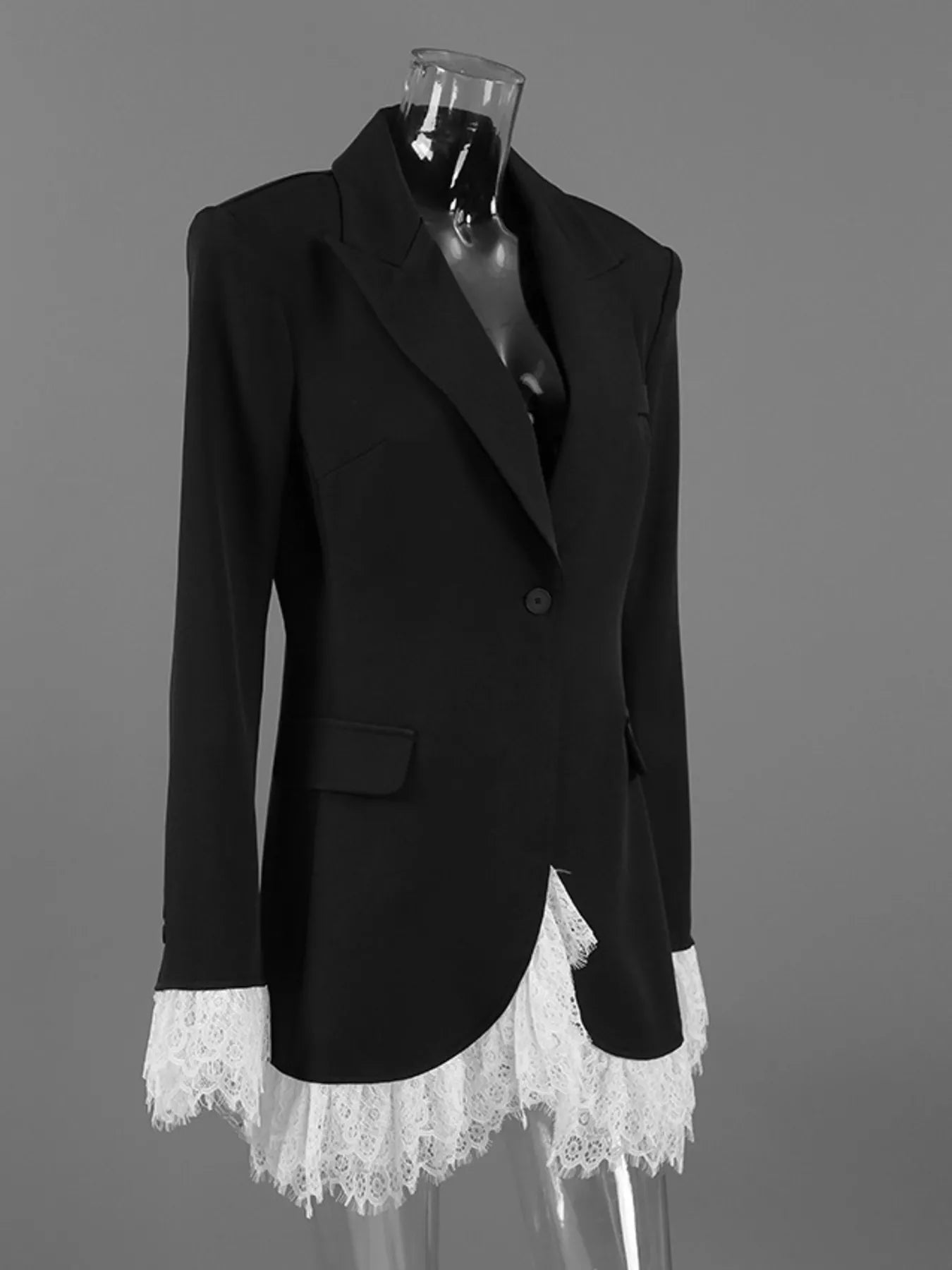 Lace Hem One Button Blazer
