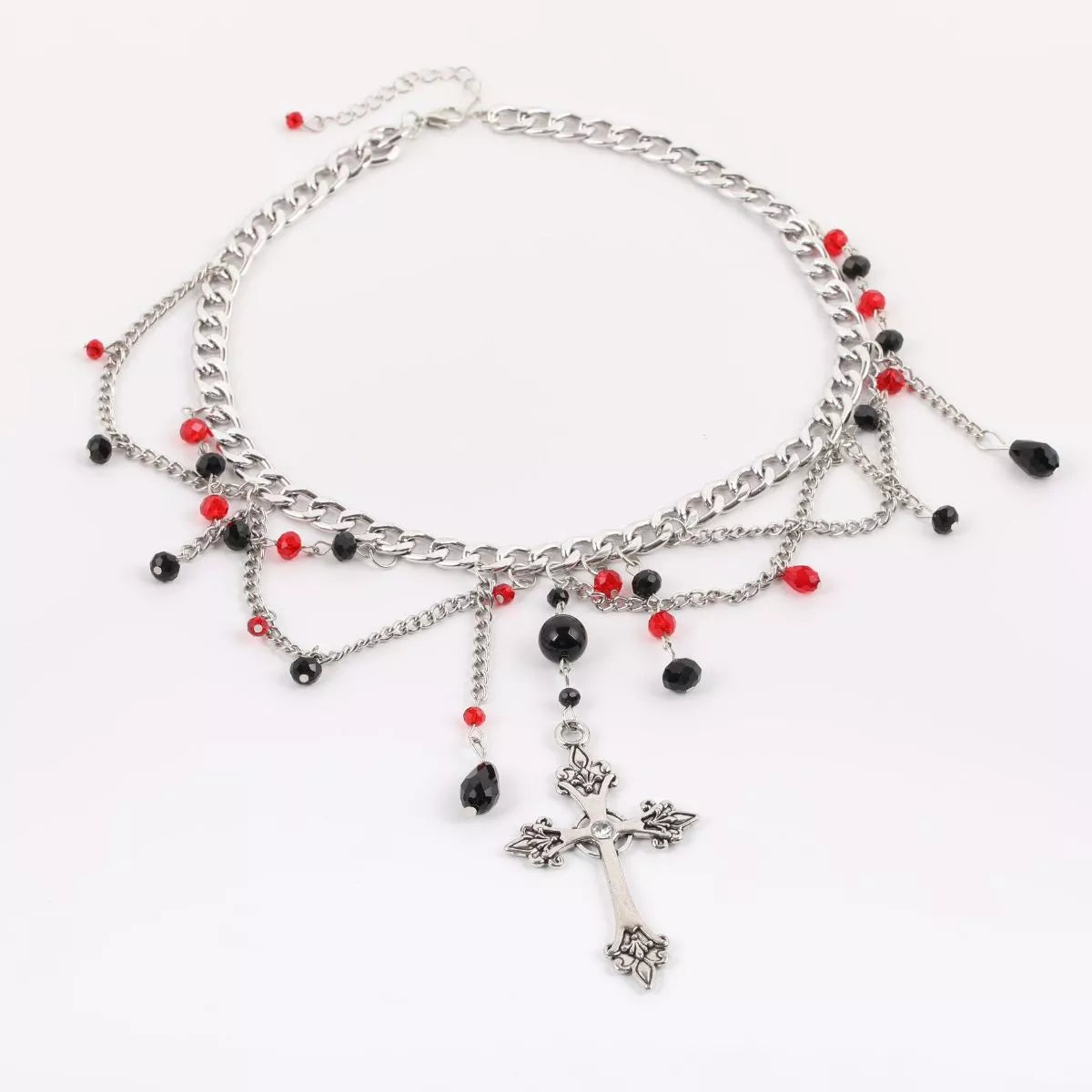 Gothic Cross Pendant Layered Necklace