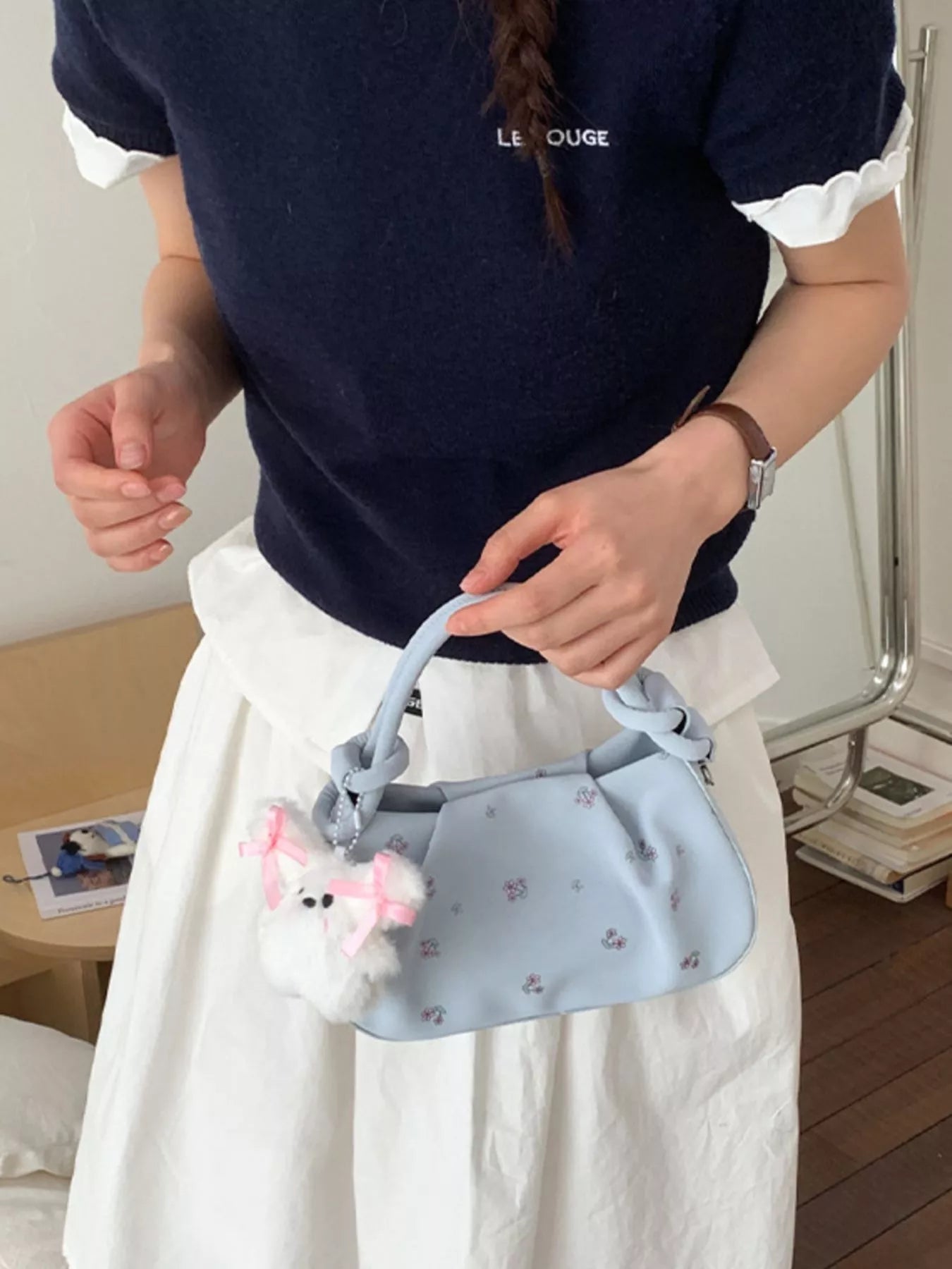 Floral Ruched Crossbody Bag